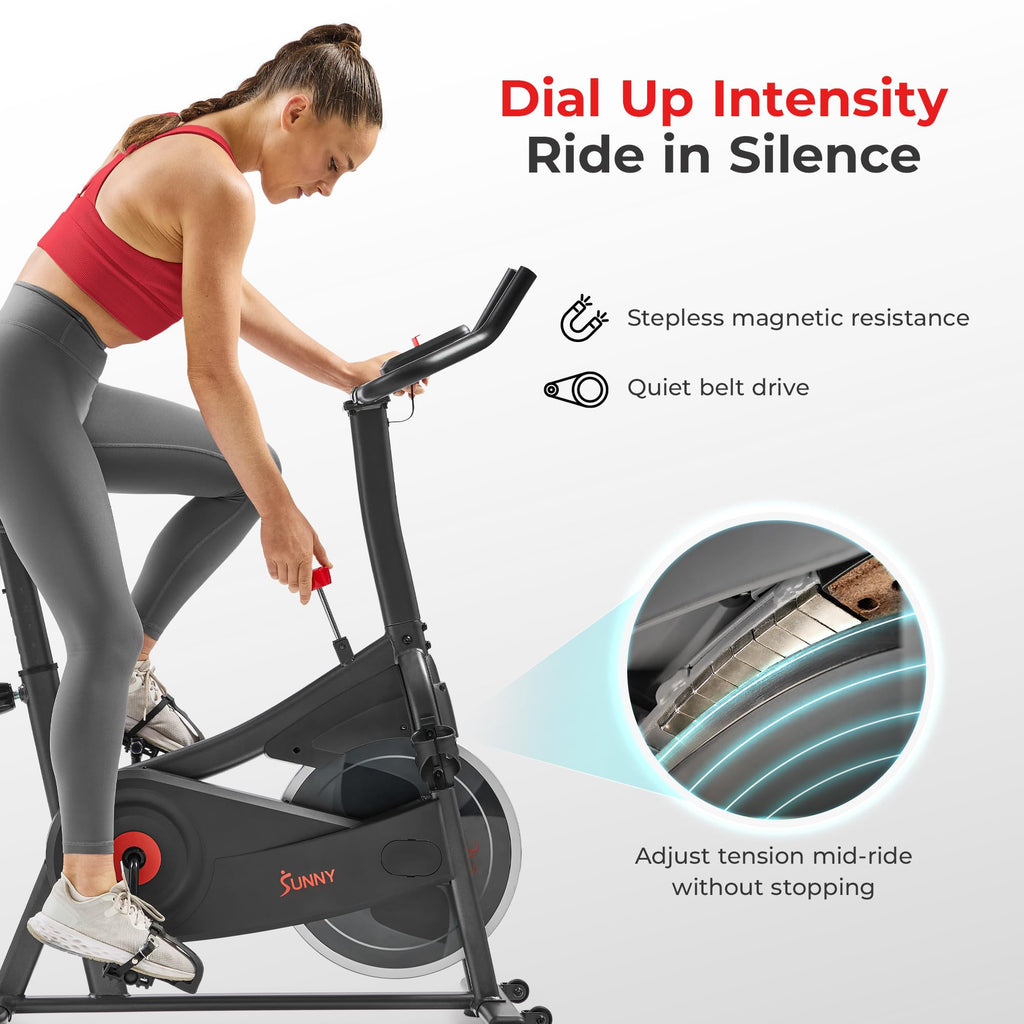 Fitness Smart Magnetic Indoor Cycling Bike, Stationary Exercise Cardio Equipment, Free SunnyFit Training App