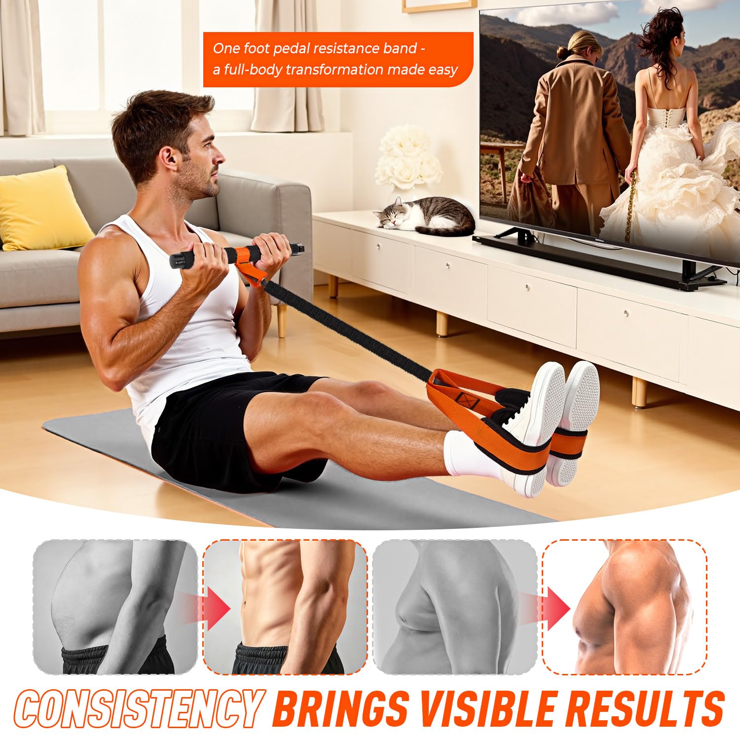 2026 Upgraded Durable Pedal Resistance Band with Handle, Physical Therapy