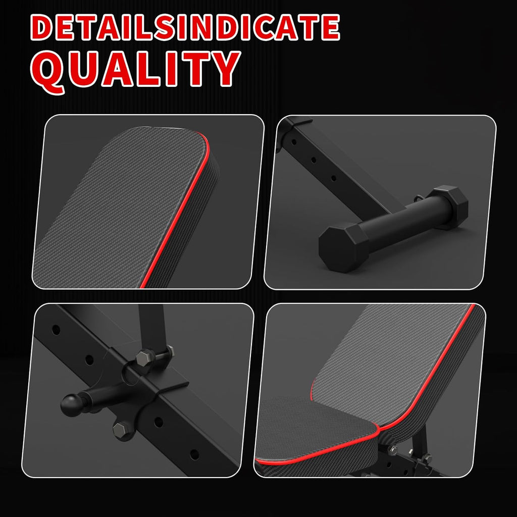 Adjustable Weight Bench - Utility workout Benches for Exercise, Free Installation Design for Portable Fitness Strength Training Equipment at Home Gym