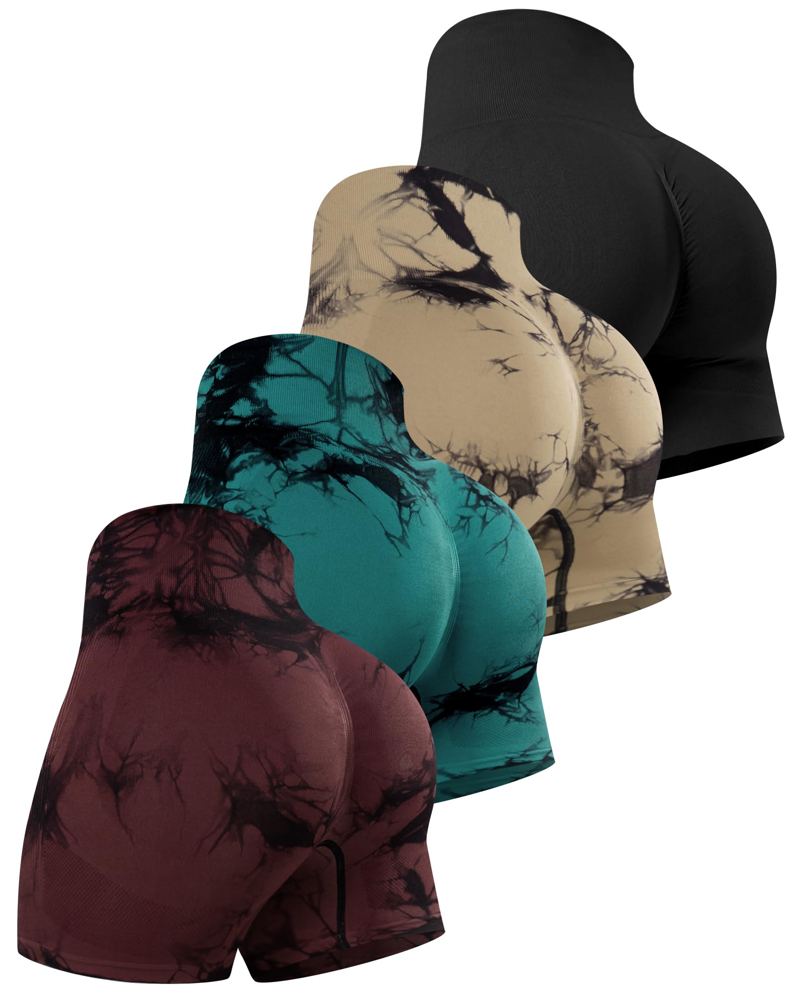 Workout Shorts Sets for Women, High Waisted Gym Butt Lifting Scrunch Butt Seamless Shorts