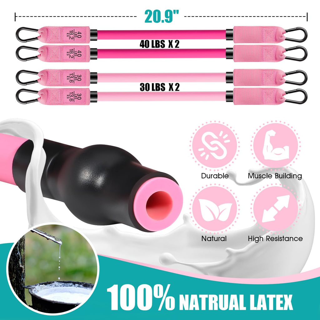 Pilates Bar Kit with Resistance Bands, Pilates Workout Equipment, Adjustable 3-Section Pilates Bar Kit for Women & Men
