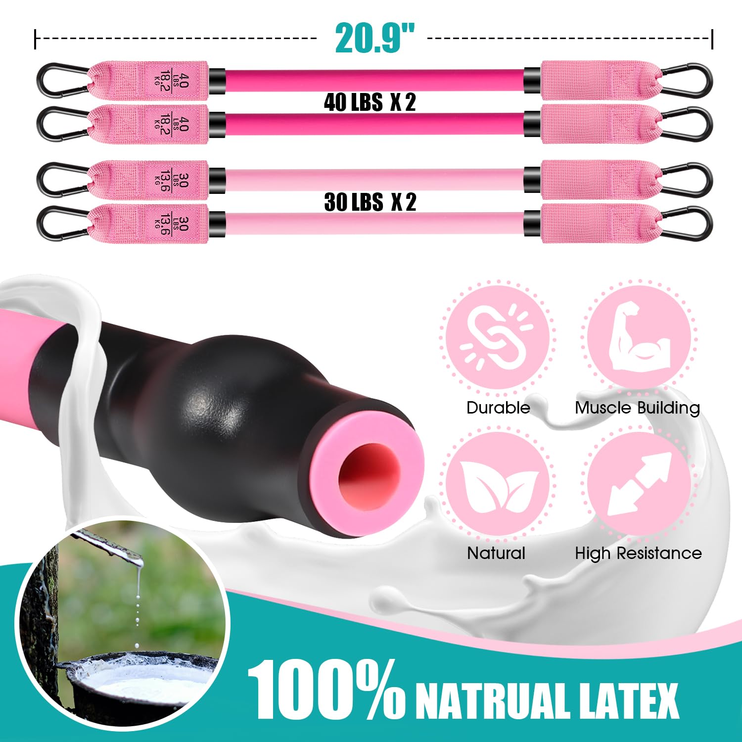 Pilates Bar Kit with Resistance Bands, Pilates Workout Equipment, Adjustable 3-Section Pilates Bar Kit for Women & Men
