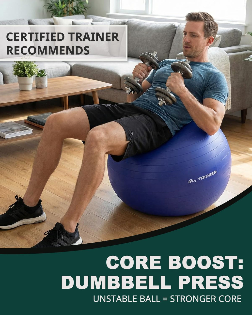 Exercise Ball for Yoga, Pilates & Fitness – Stability Ball Equipment for Home Gym & Office