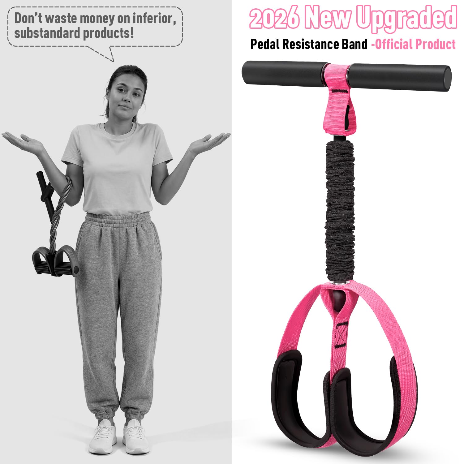 2026 Upgraded Durable Pedal Resistance Band with Handle, Physical Therapy