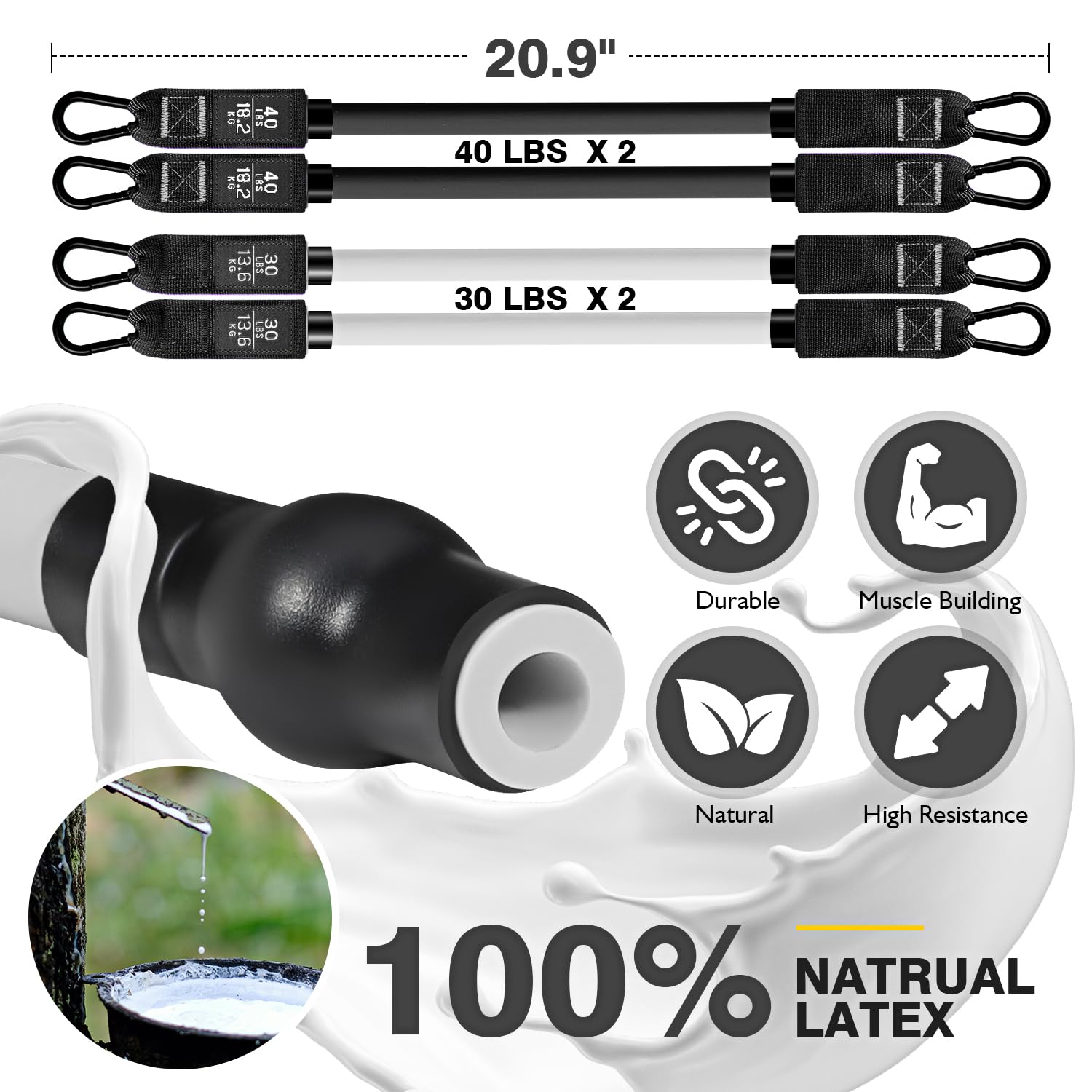 Pilates Bar Kit with Resistance Bands, Pilates Workout Equipment, Adjustable 3-Section Pilates Bar Kit for Women & Men