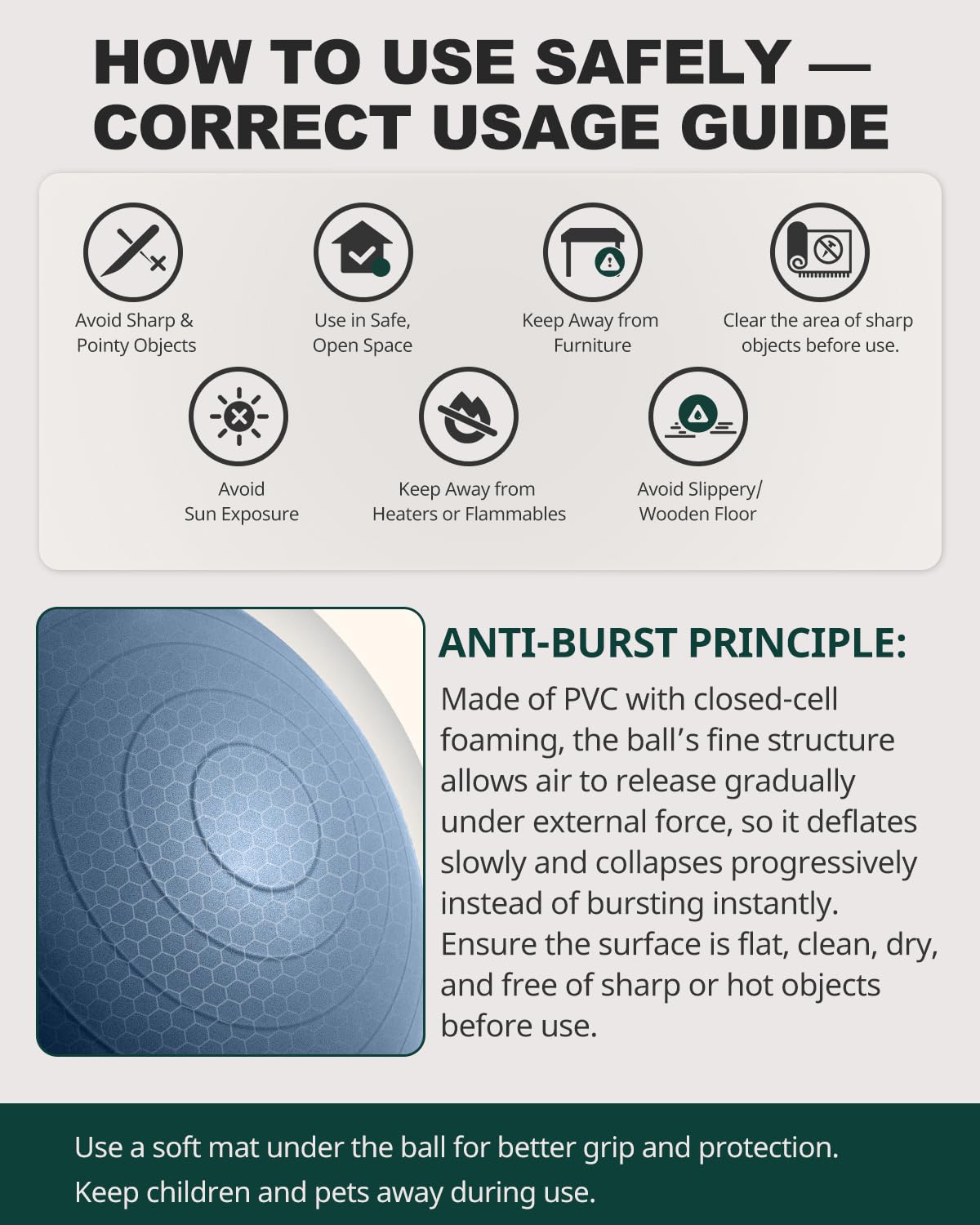 Exercise Ball for Yoga, Pilates & Fitness – Stability Ball Equipment for Home Gym & Office