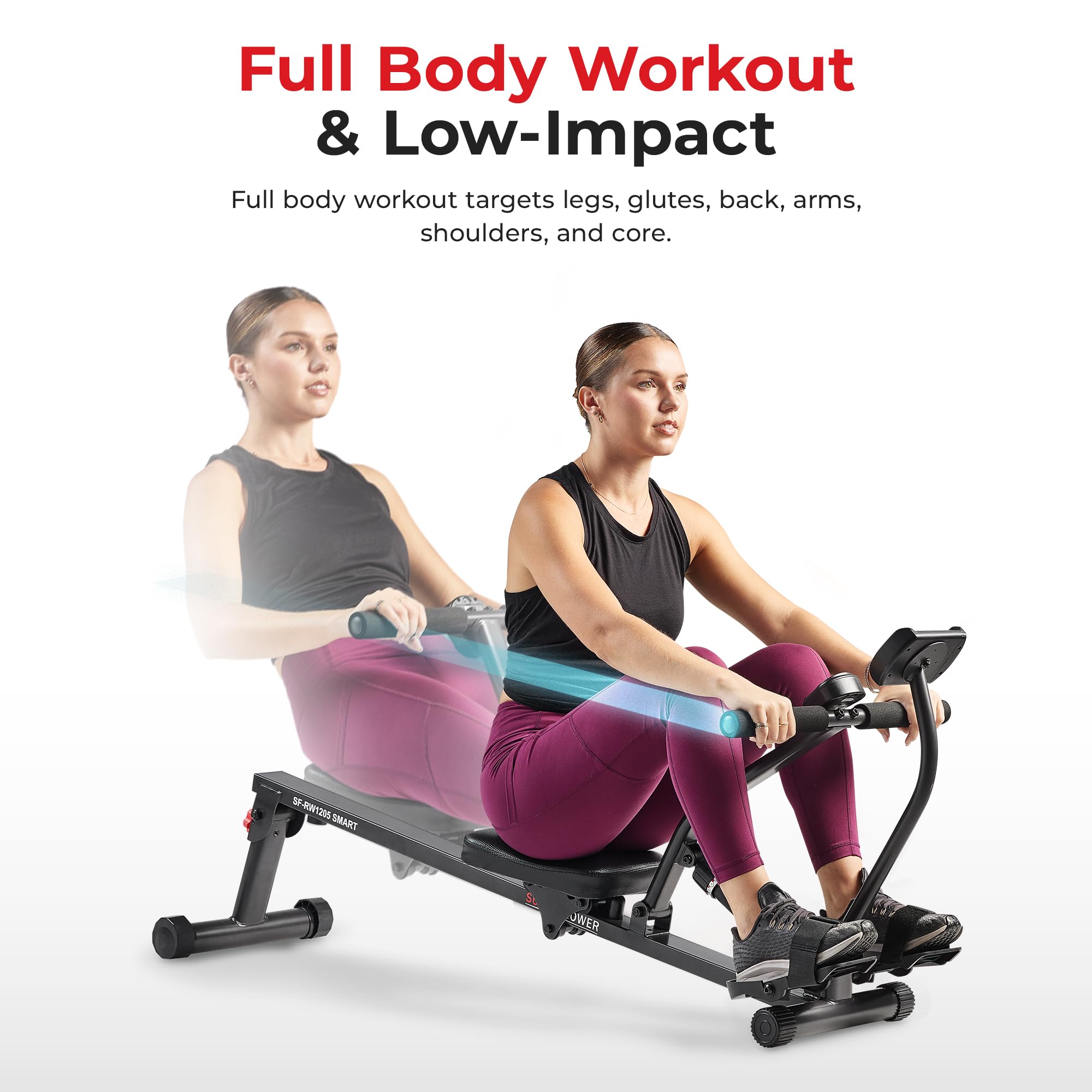 Fitness Compact Adjustable Rowing Machine with 12 Levels of Resistance for Complete Body Workouts