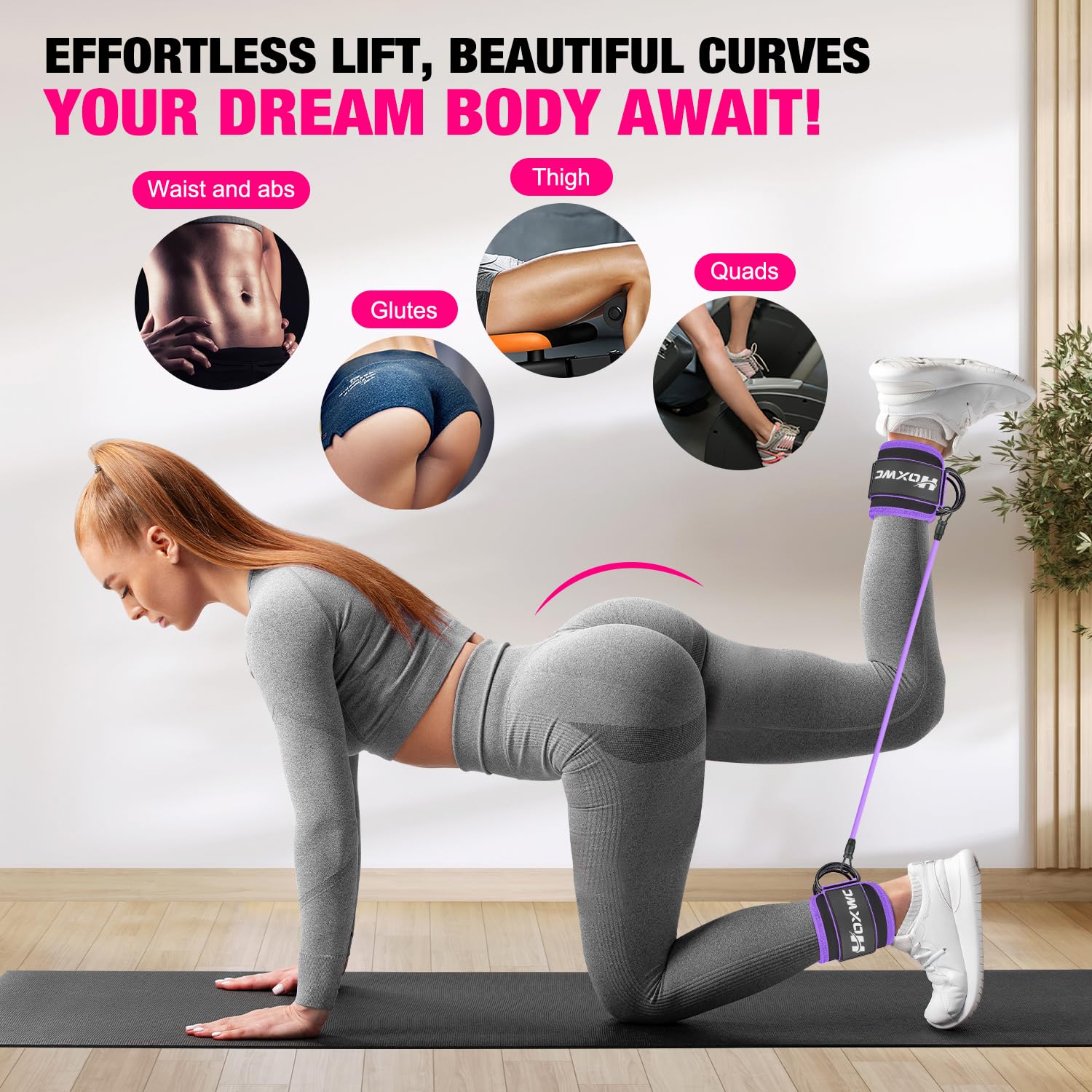 Ankle Resistance Bands with Cuffs, Ankle Bands for Working Out