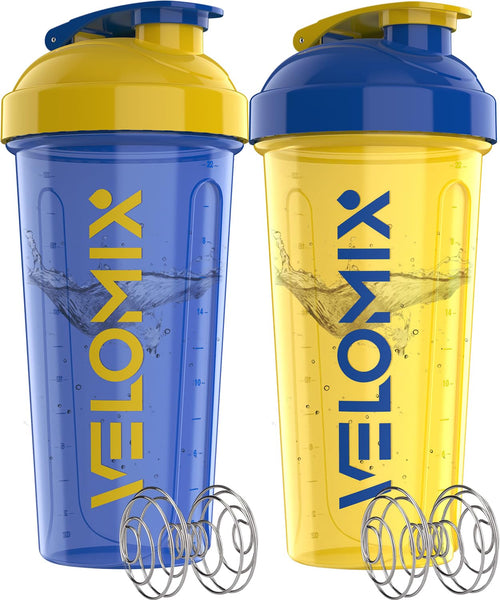 2 Pack- 28 oz Protein Shaker Bottles for Protein Mixes - 2x Wire Whisk | Leak Proof Shaker Cups for Protein Shakes