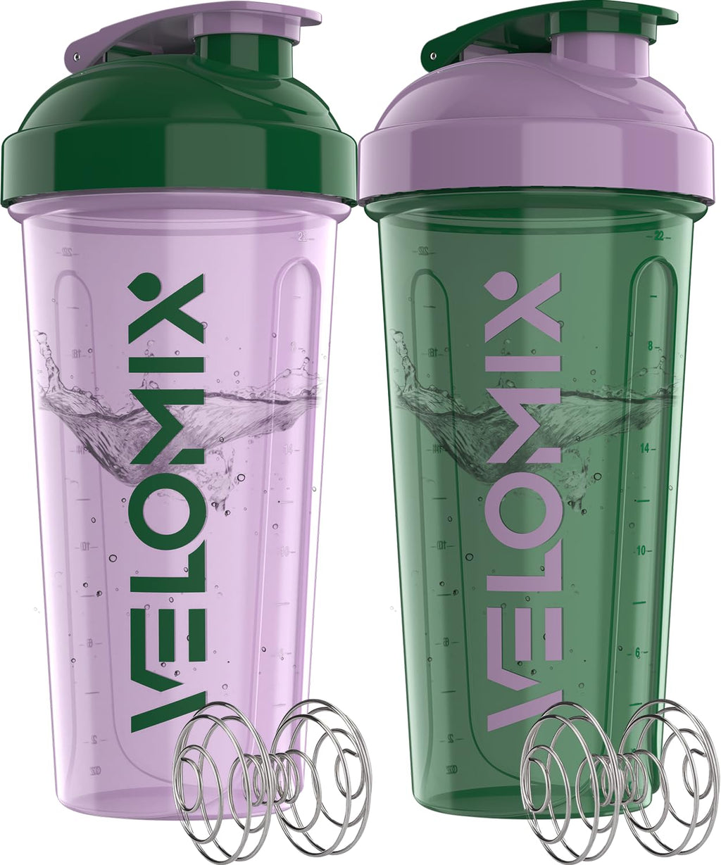 2 Pack- 28 oz Protein Shaker Bottles for Protein Mixes - 2x Wire Whisk | Leak Proof Shaker Cups for Protein Shakes