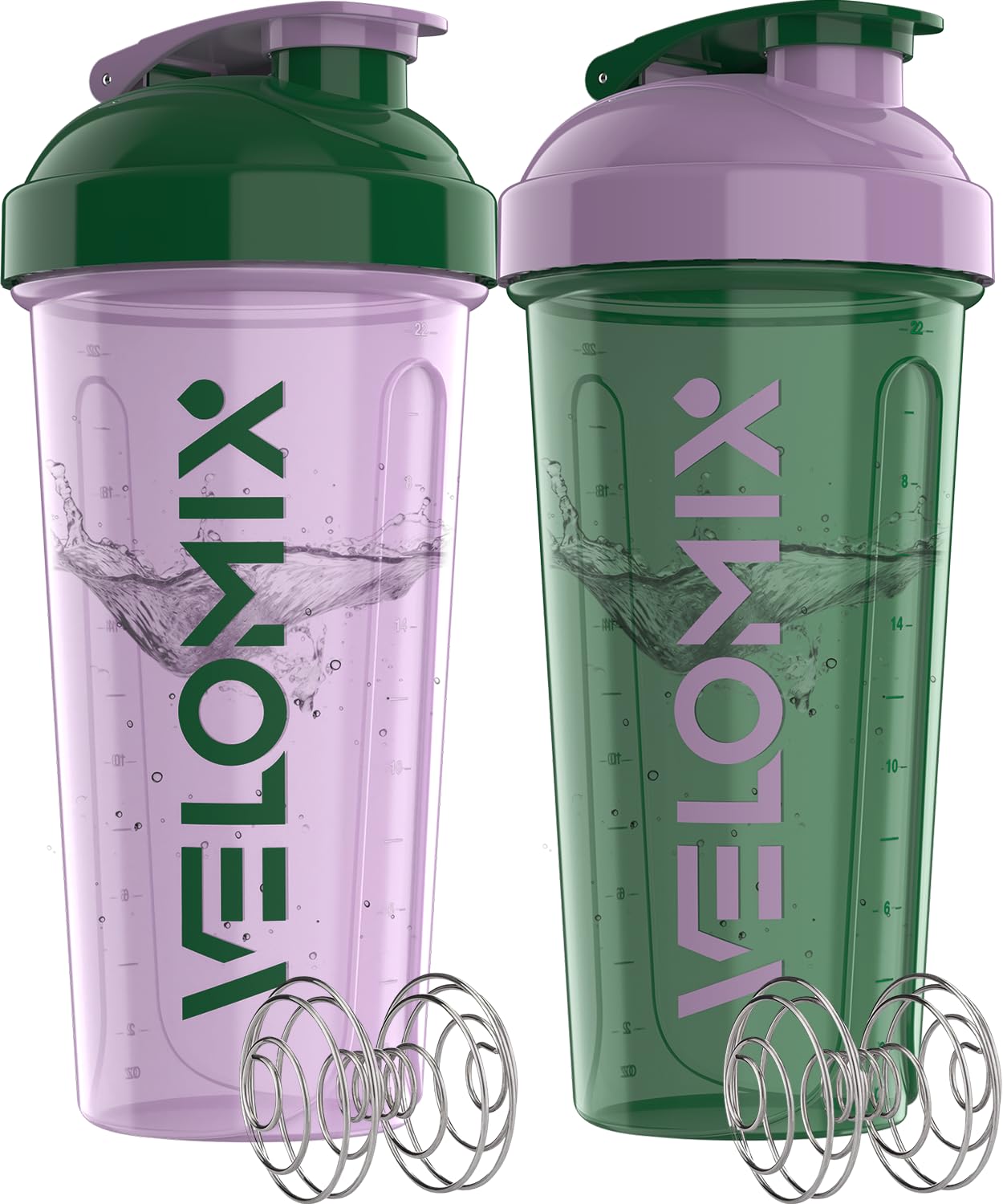 2 Pack- 28 oz Protein Shaker Bottles for Protein Mixes - 2x Wire Whisk | Leak Proof Shaker Cups for Protein Shakes