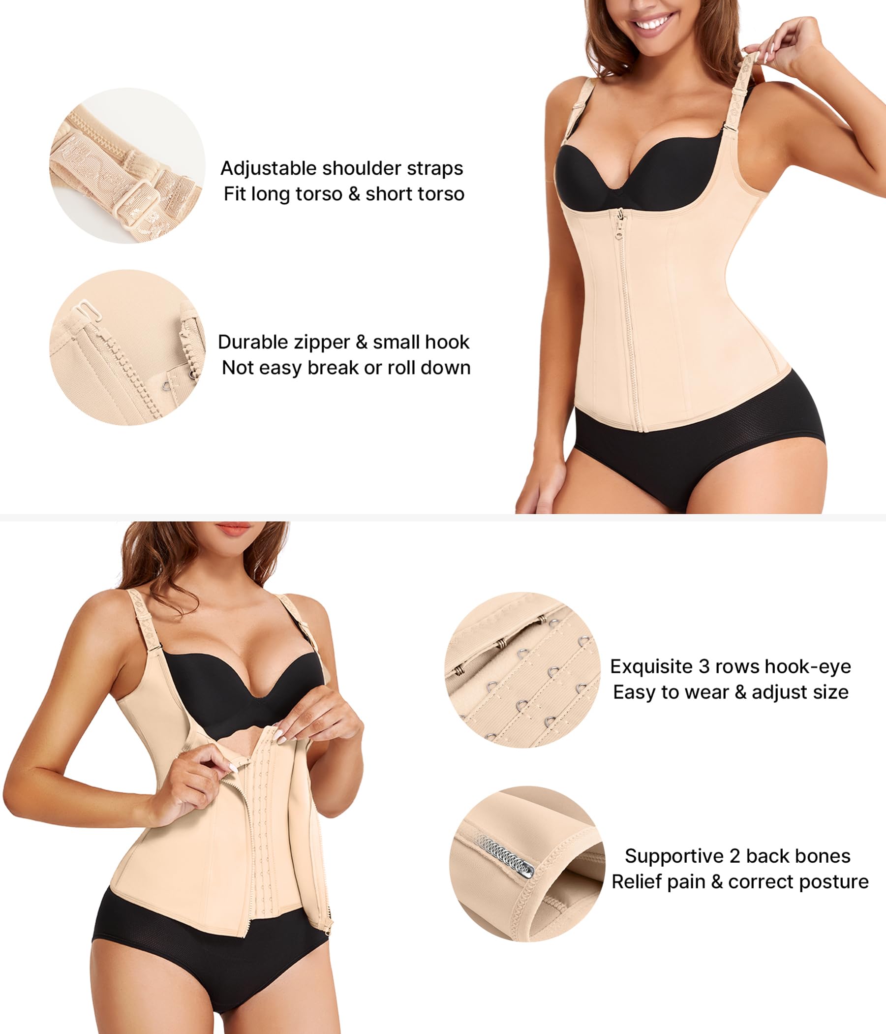 Waist Trainer for Women Corset Shapewear with Zipper