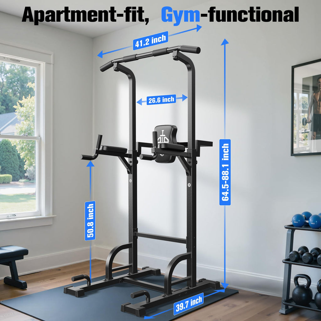 Pull Up Bar Station, 450LBS Stable Pull Up Dip Station for Home Gym Strength Training Equipment | FED Fitness