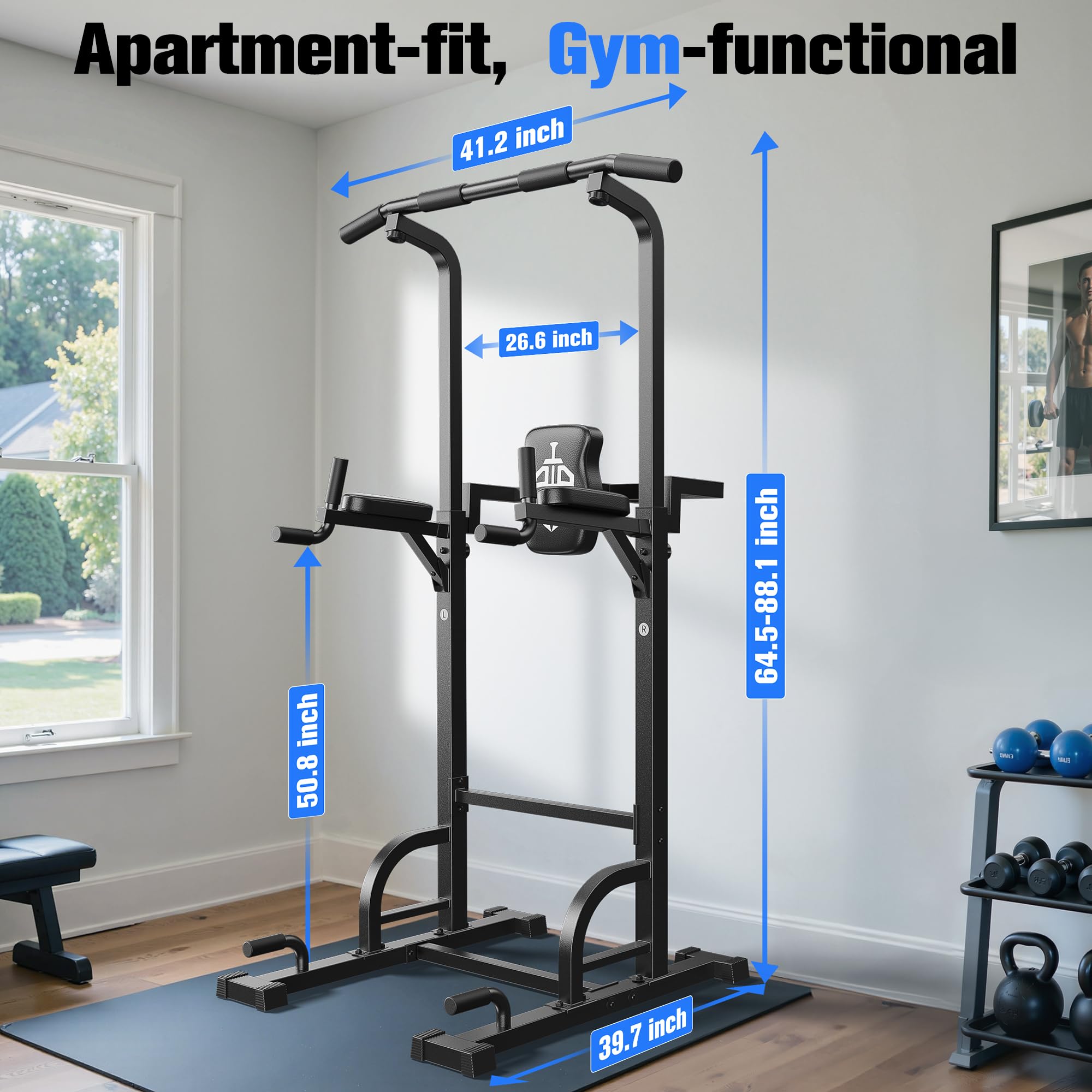 Pull Up Bar Station, 450LBS Stable Pull Up Dip Station for Home Gym Strength Training Equipment | FED Fitness