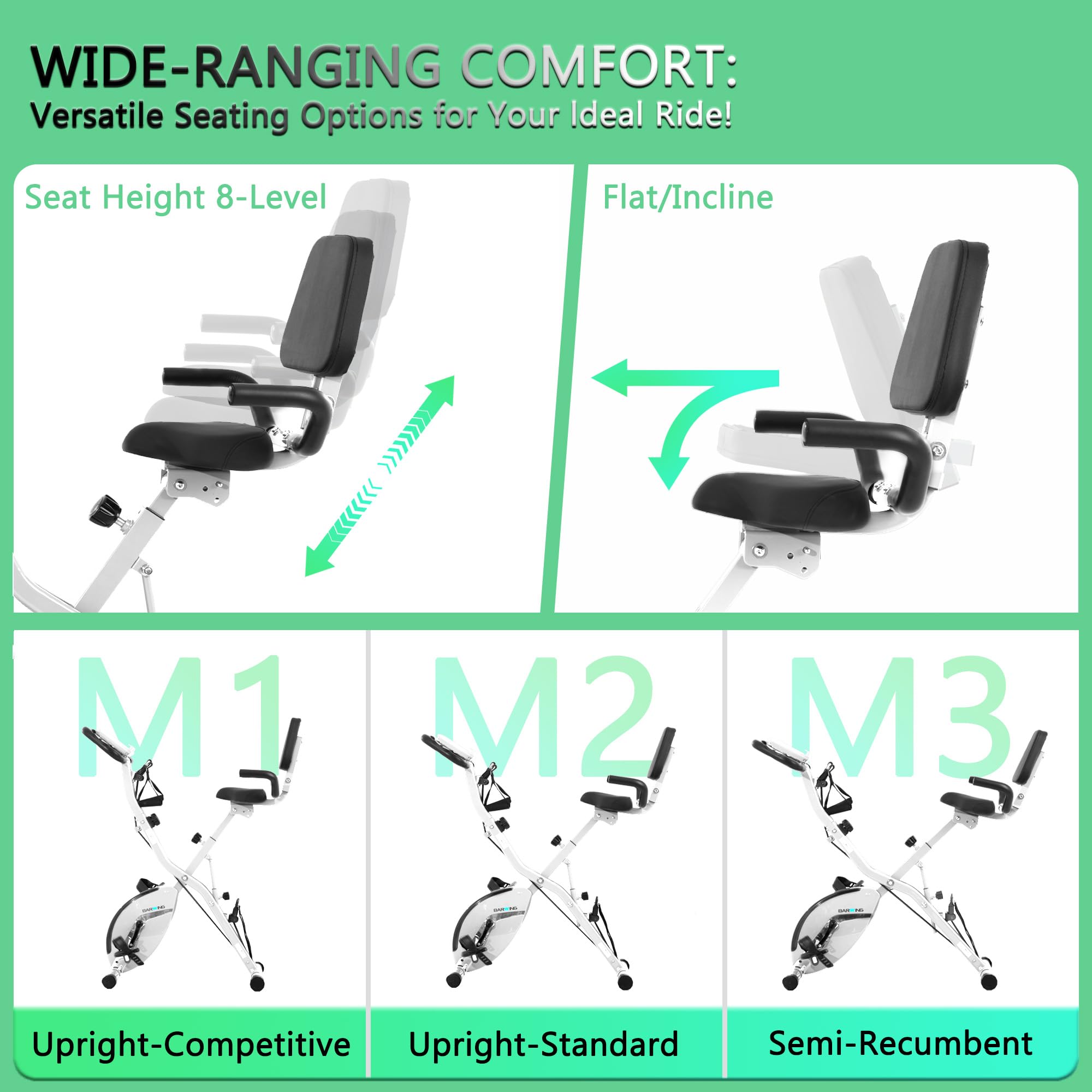 Stationary Exercise Bike for Home Workout, 5 IN 1 Foldable Indoor Cycling Bike
