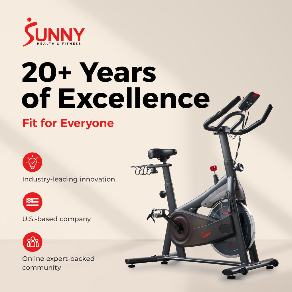 Fitness Smart Magnetic Indoor Cycling Bike, Stationary Exercise Cardio Equipment, Free SunnyFit Training App