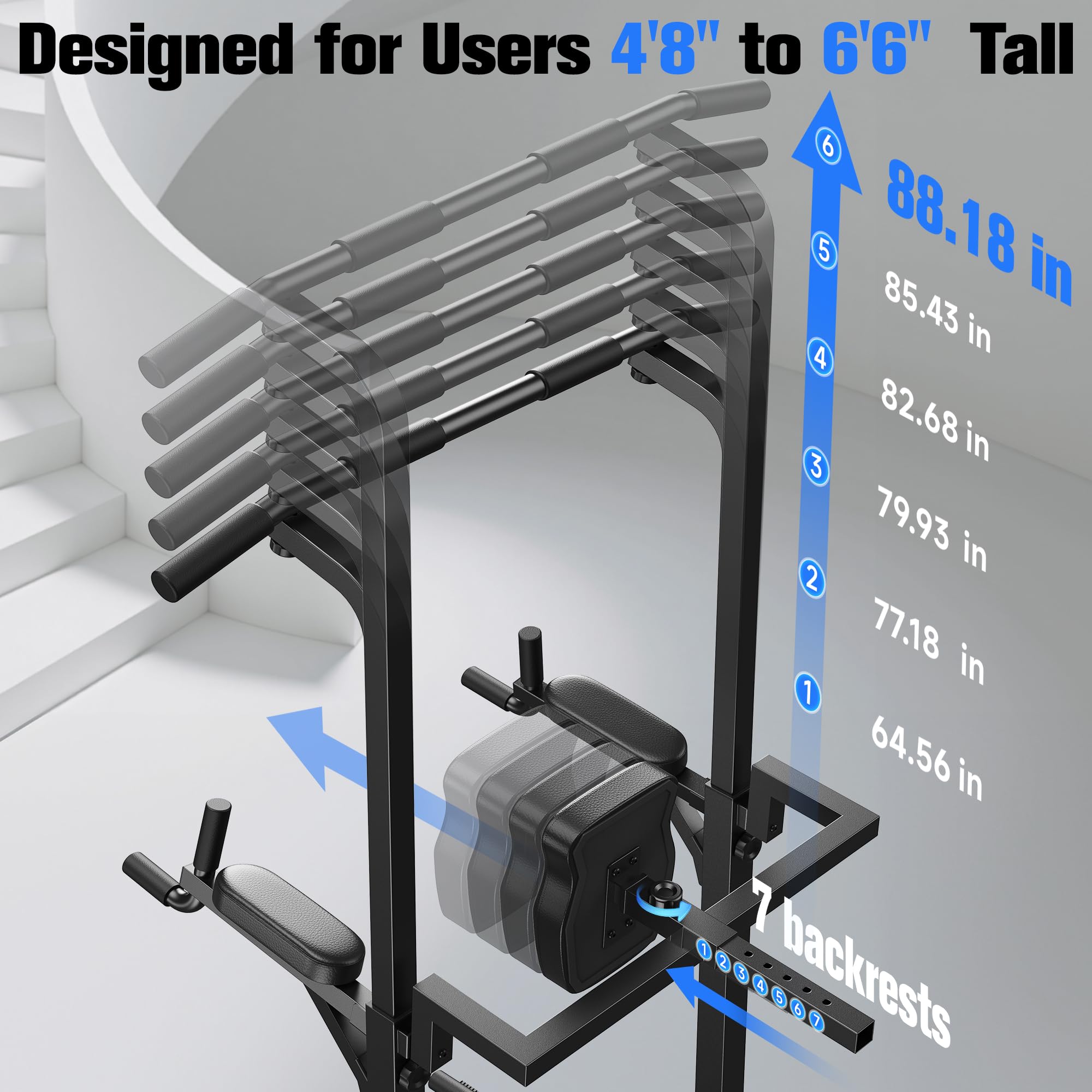 Pull Up Bar Station, 450LBS Stable Pull Up Dip Station for Home Gym Strength Training Equipment | FED Fitness