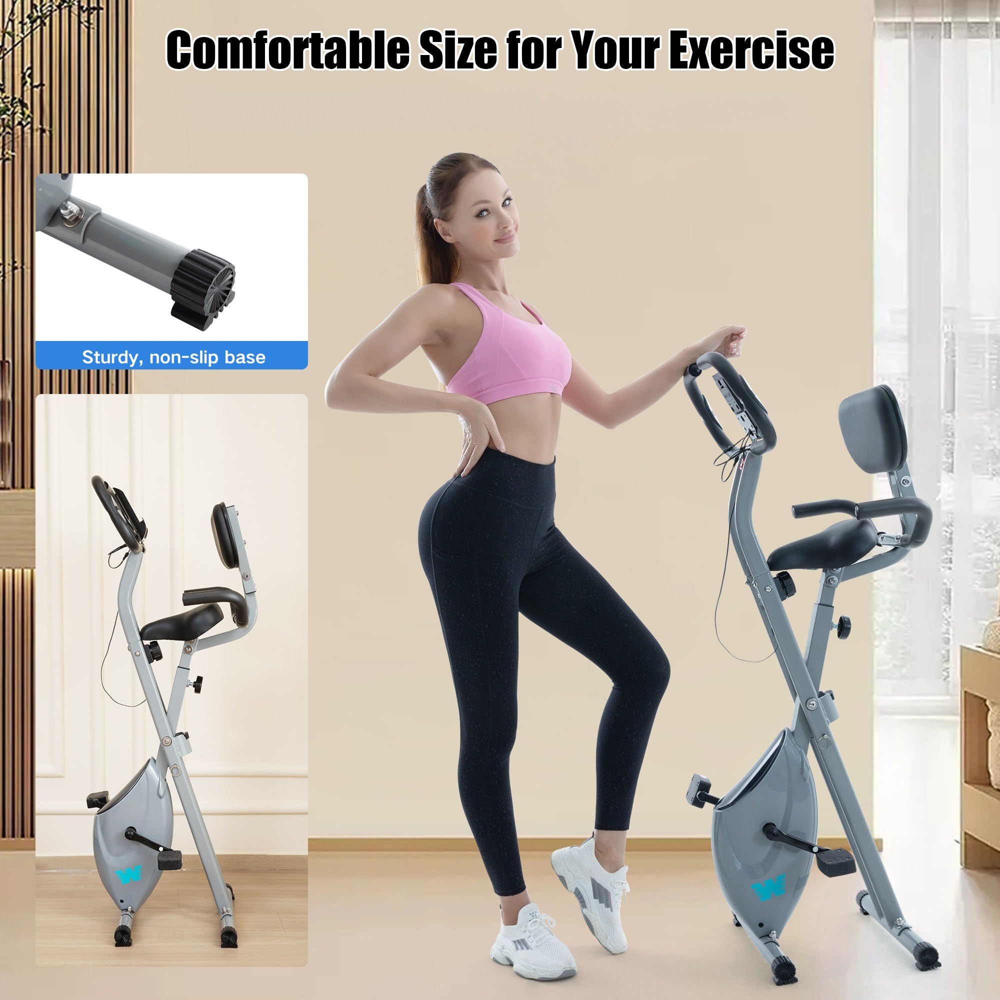 Stationary Exercise Bike for Home Workout, 5 IN 1 Foldable Indoor Cycling Bike