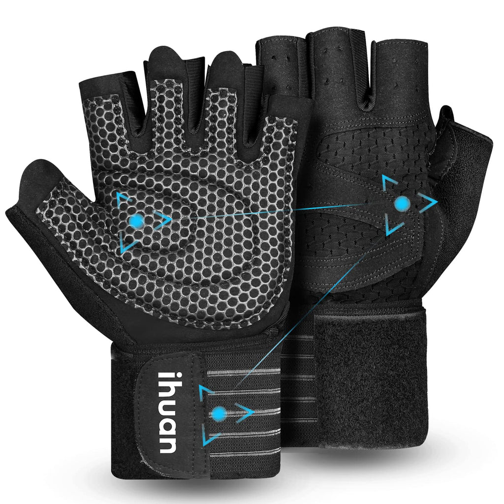 Weight Lifting Gym Workout Gloves with Wrist Wrap Support for Men & Women