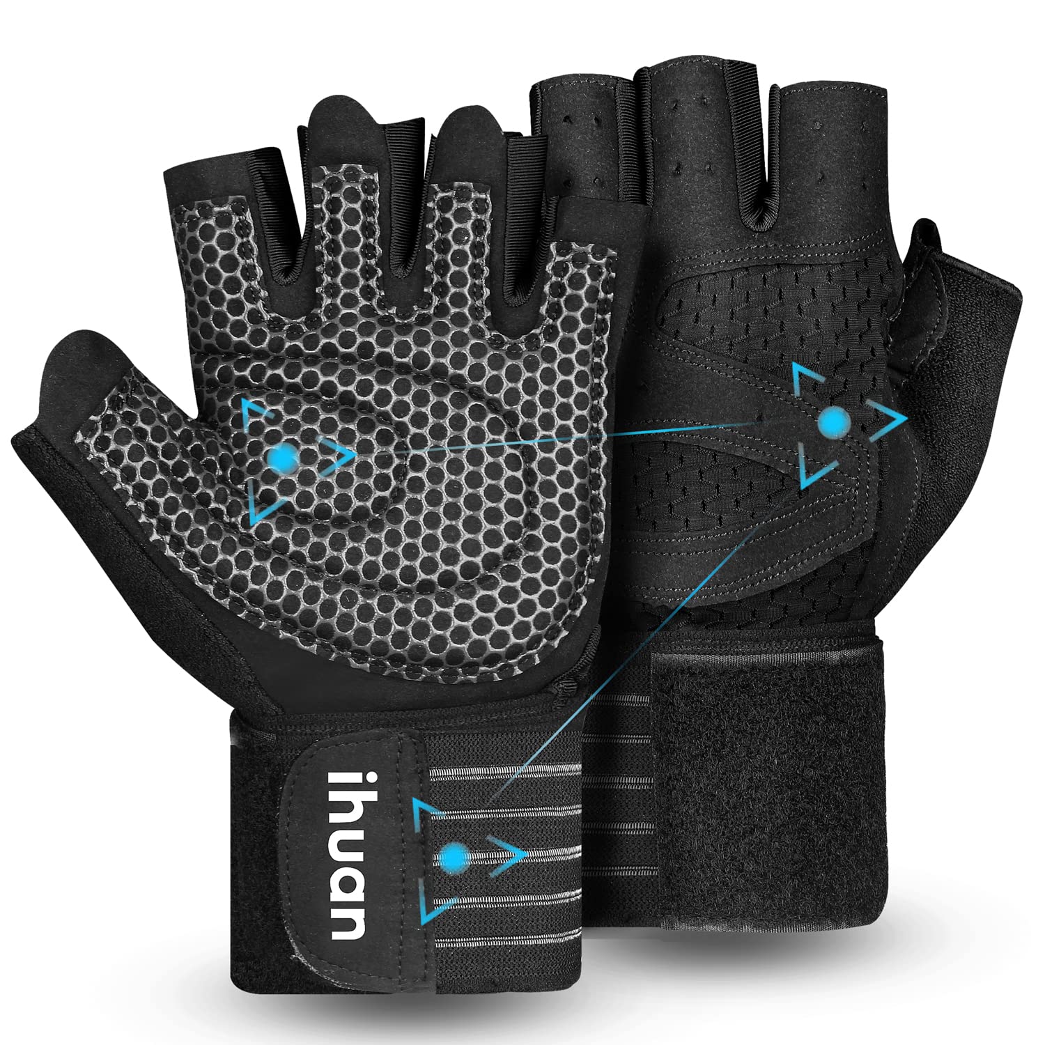 Weight Lifting Gym Workout Gloves with Wrist Wrap Support for Men & Women