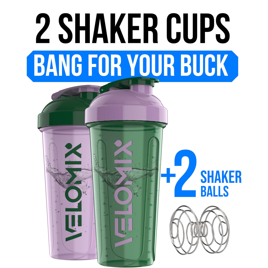 2 Pack- 28 oz Protein Shaker Bottles for Protein Mixes - 2x Wire Whisk | Leak Proof Shaker Cups for Protein Shakes