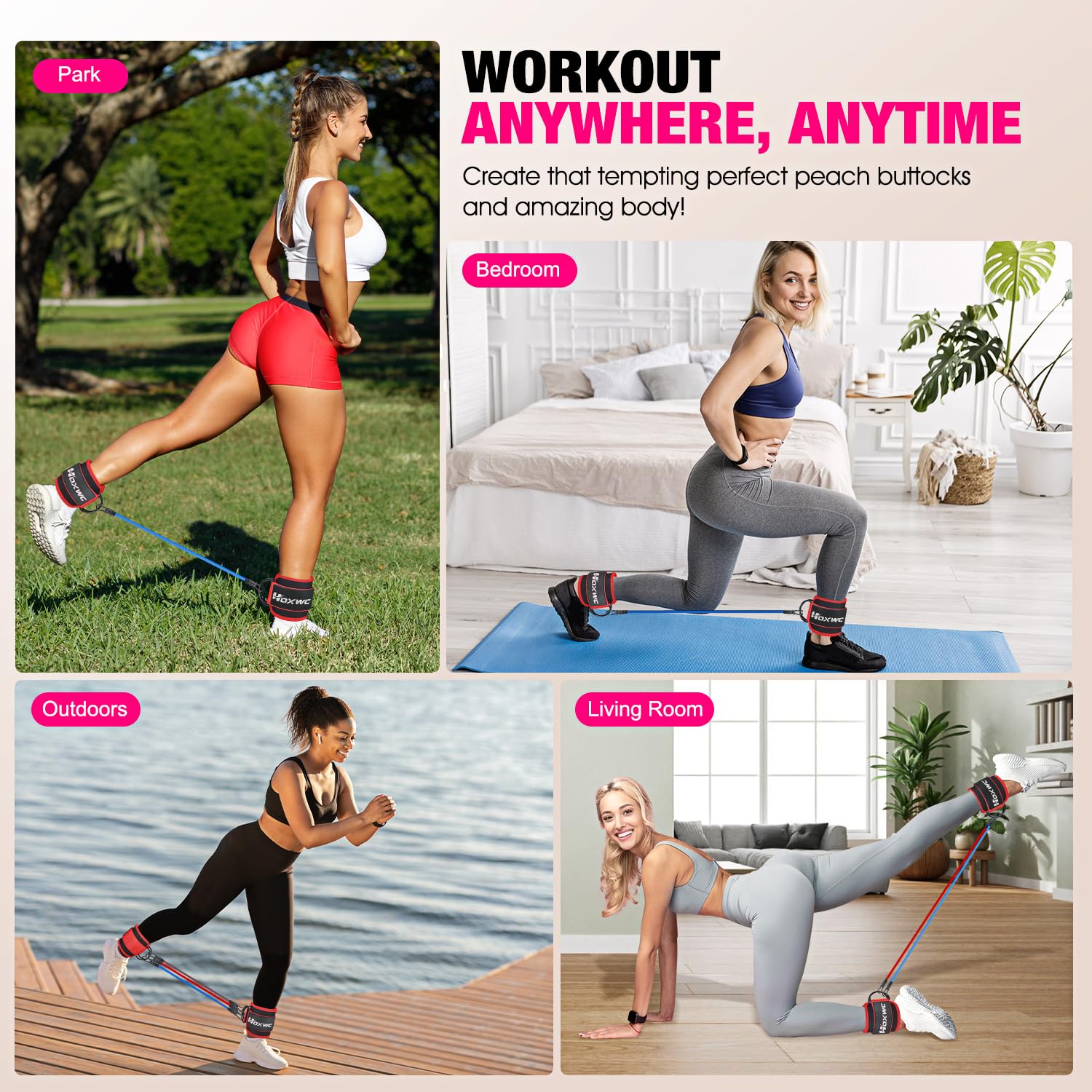 Ankle Resistance Bands with Cuffs, Ankle Bands for Working Out