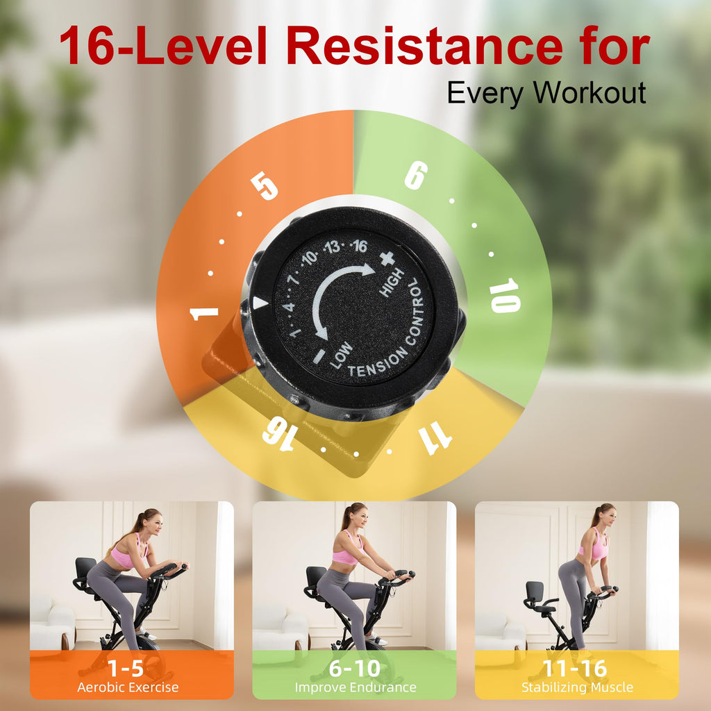 Stationary Exercise Bike for Home Workout, 5 IN 1 Foldable Indoor Cycling Bike