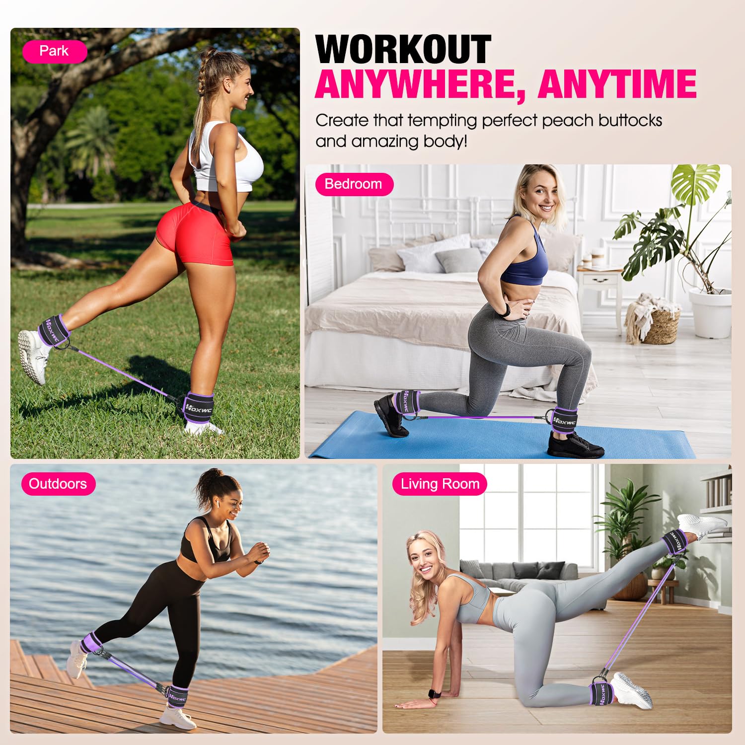Ankle Resistance Bands with Cuffs, Ankle Bands for Working Out