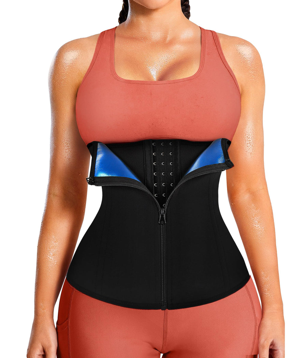 Womens Waist Trainer Corset with Zipper Sweat Waist Trimmer for Women
