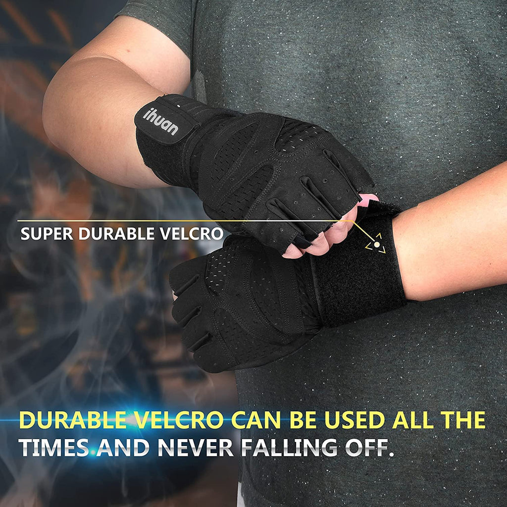 Weight Lifting Gym Workout Gloves with Wrist Wrap Support for Men & Women
