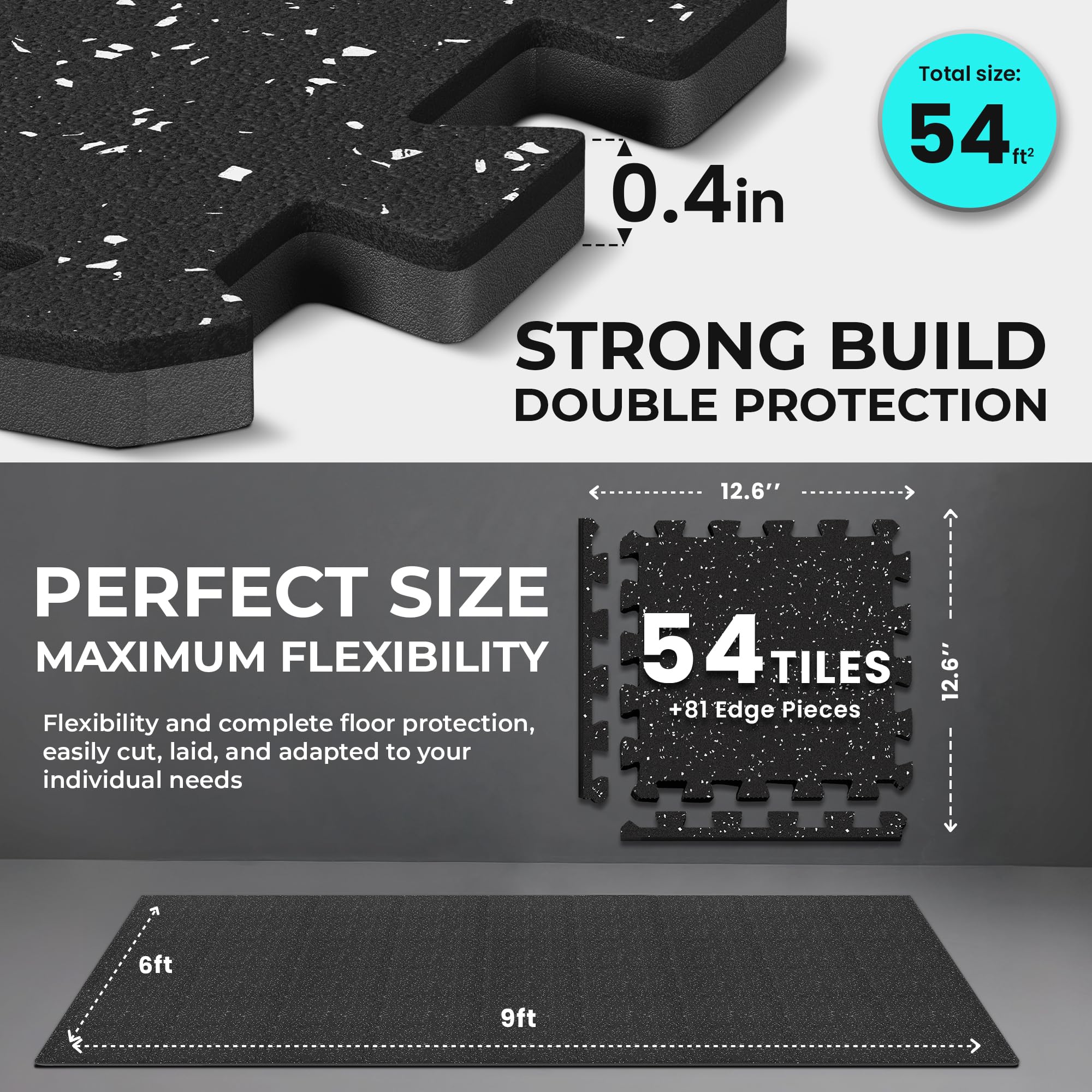 Gym Mats Set - 18 pcs EVA Interlocking Foam Floor Tiles  Protective Gym Flooring
