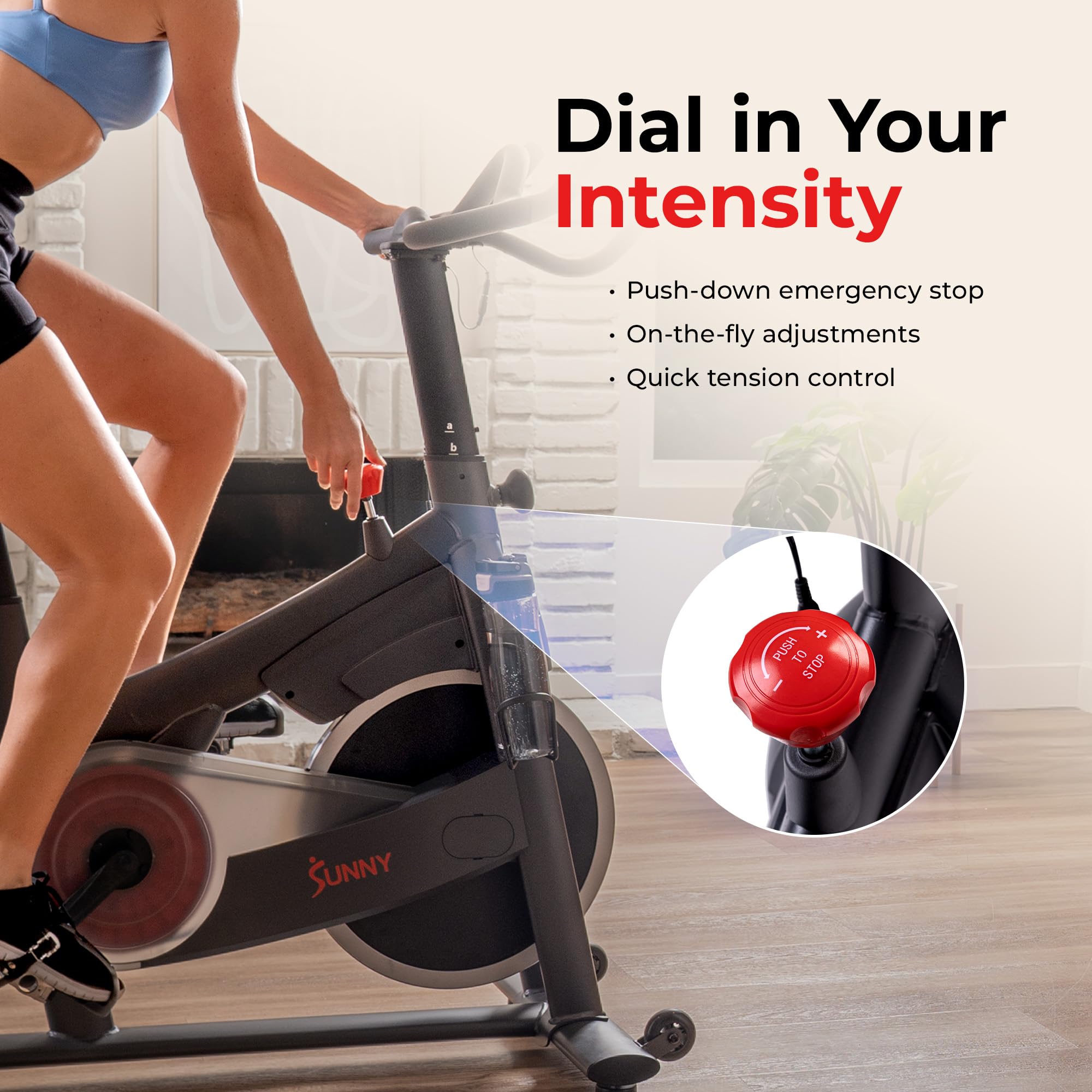 Fitness Smart Magnetic Indoor Cycling Bike, Stationary Exercise Cardio Equipment, Free SunnyFit Training App