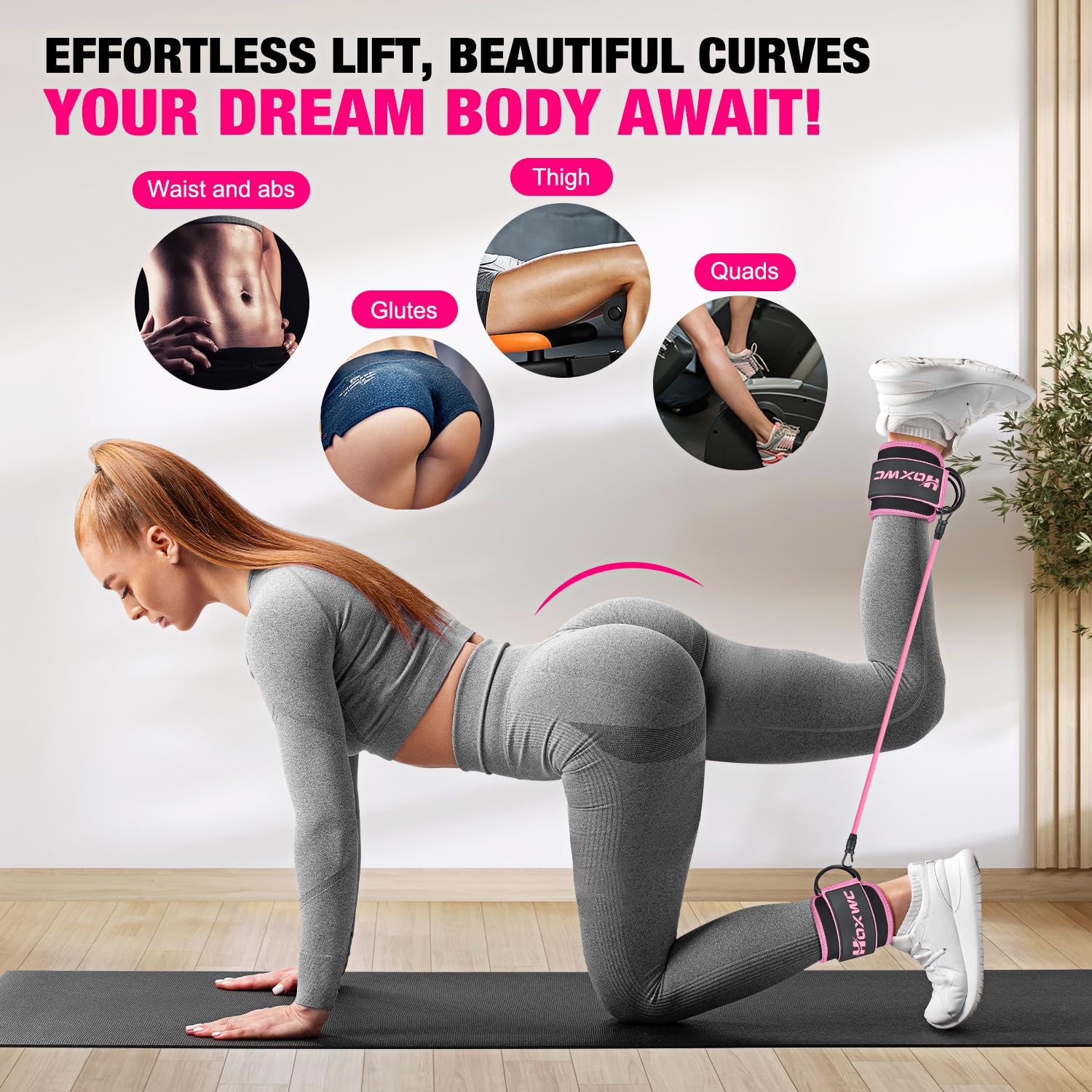 Ankle Resistance Bands with Cuffs, Ankle Bands for Working Out