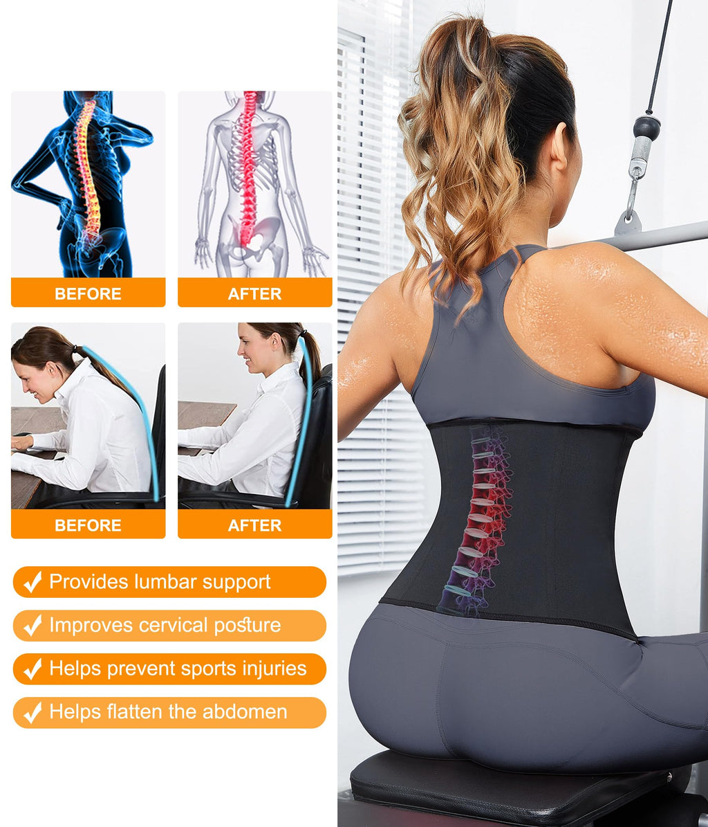 Womens Waist Trainer Corset with Zipper Sweat Waist Trimmer for Women