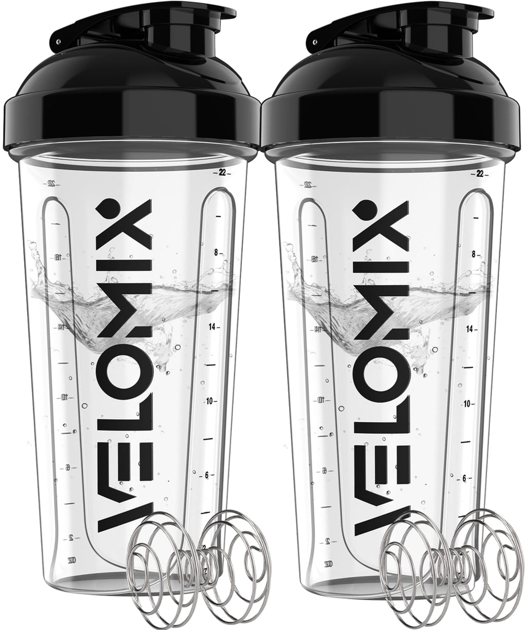 2 Pack- 28 oz Protein Shaker Bottles for Protein Mixes - 2x Wire Whisk | Leak Proof Shaker Cups for Protein Shakes