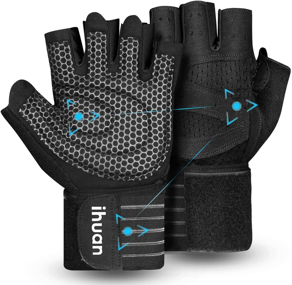 Weight Lifting Gym Workout Gloves with Wrist Wrap Support for Men & Women