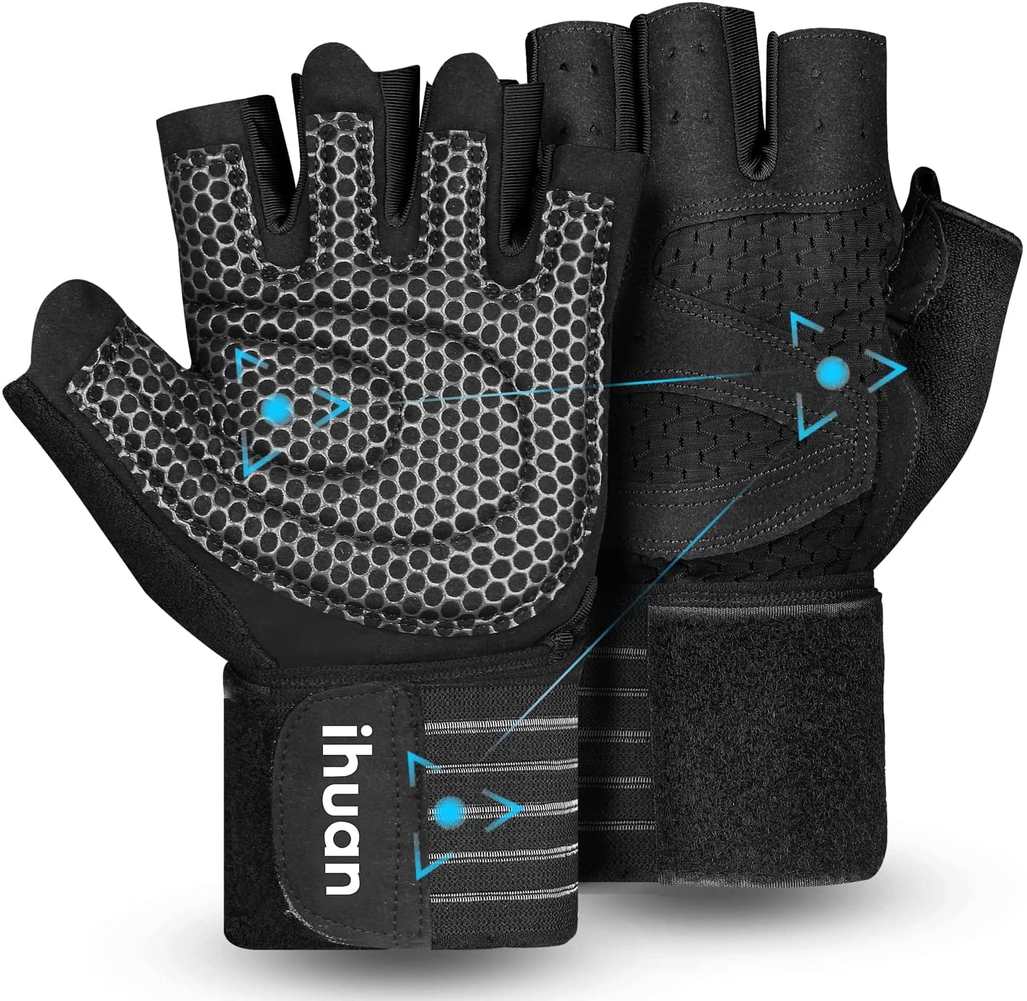 Weight Lifting Gym Workout Gloves with Wrist Wrap Support for Men & Women