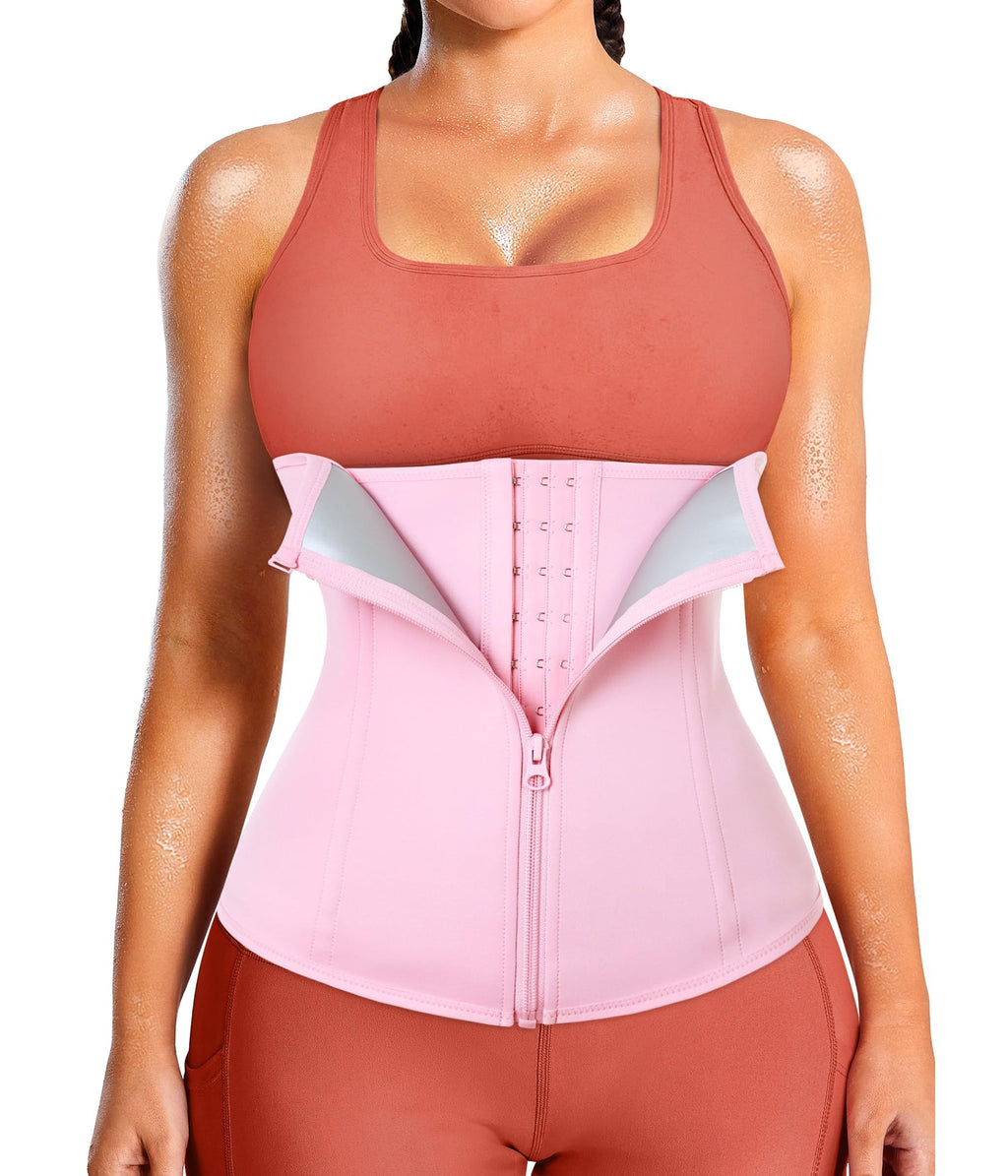 Womens Waist Trainer Corset with Zipper Sweat Waist Trimmer for Women