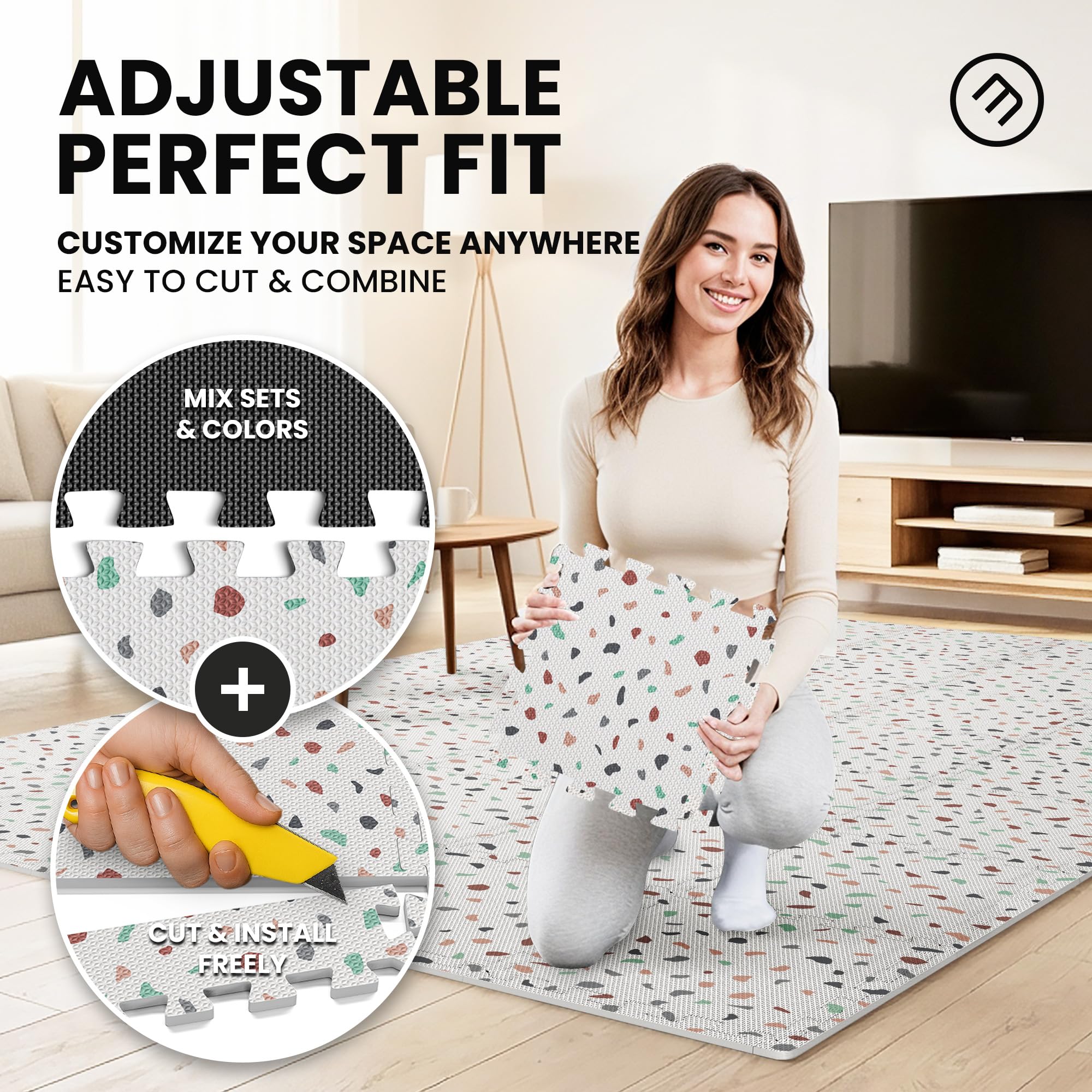 Gym Mats Set - 18 pcs EVA Interlocking Foam Floor Tiles  Protective Gym Flooring