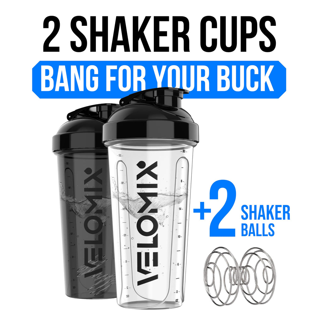 2 Pack- 28 oz Protein Shaker Bottles for Protein Mixes - 2x Wire Whisk | Leak Proof Shaker Cups for Protein Shakes