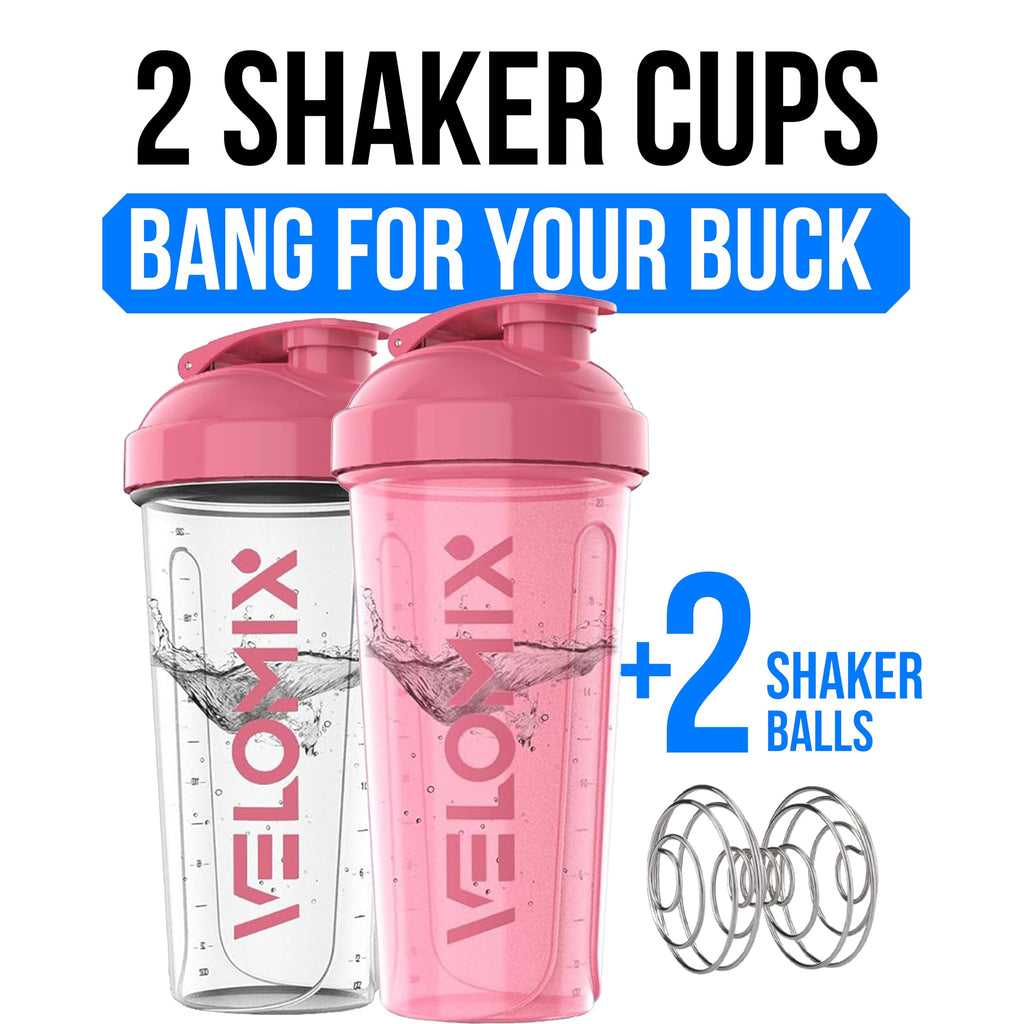 2 Pack- 28 oz Protein Shaker Bottles for Protein Mixes - 2x Wire Whisk | Leak Proof Shaker Cups for Protein Shakes