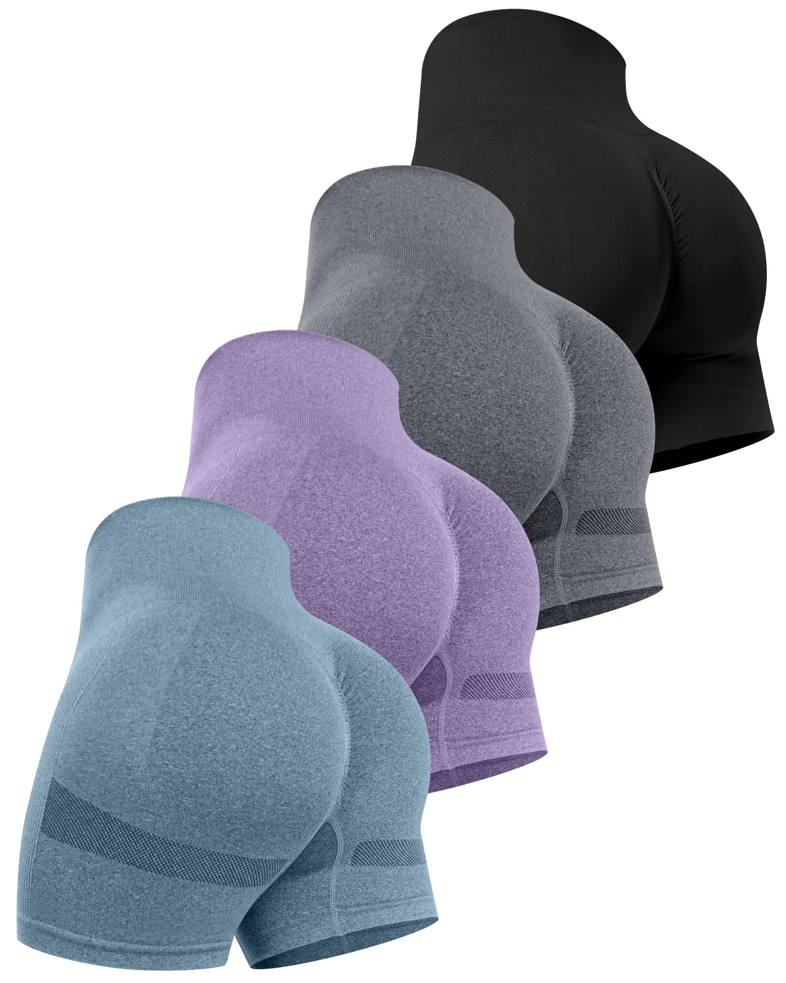 Workout Shorts Sets for Women, High Waisted Gym Butt Lifting Scrunch Butt Seamless Shorts