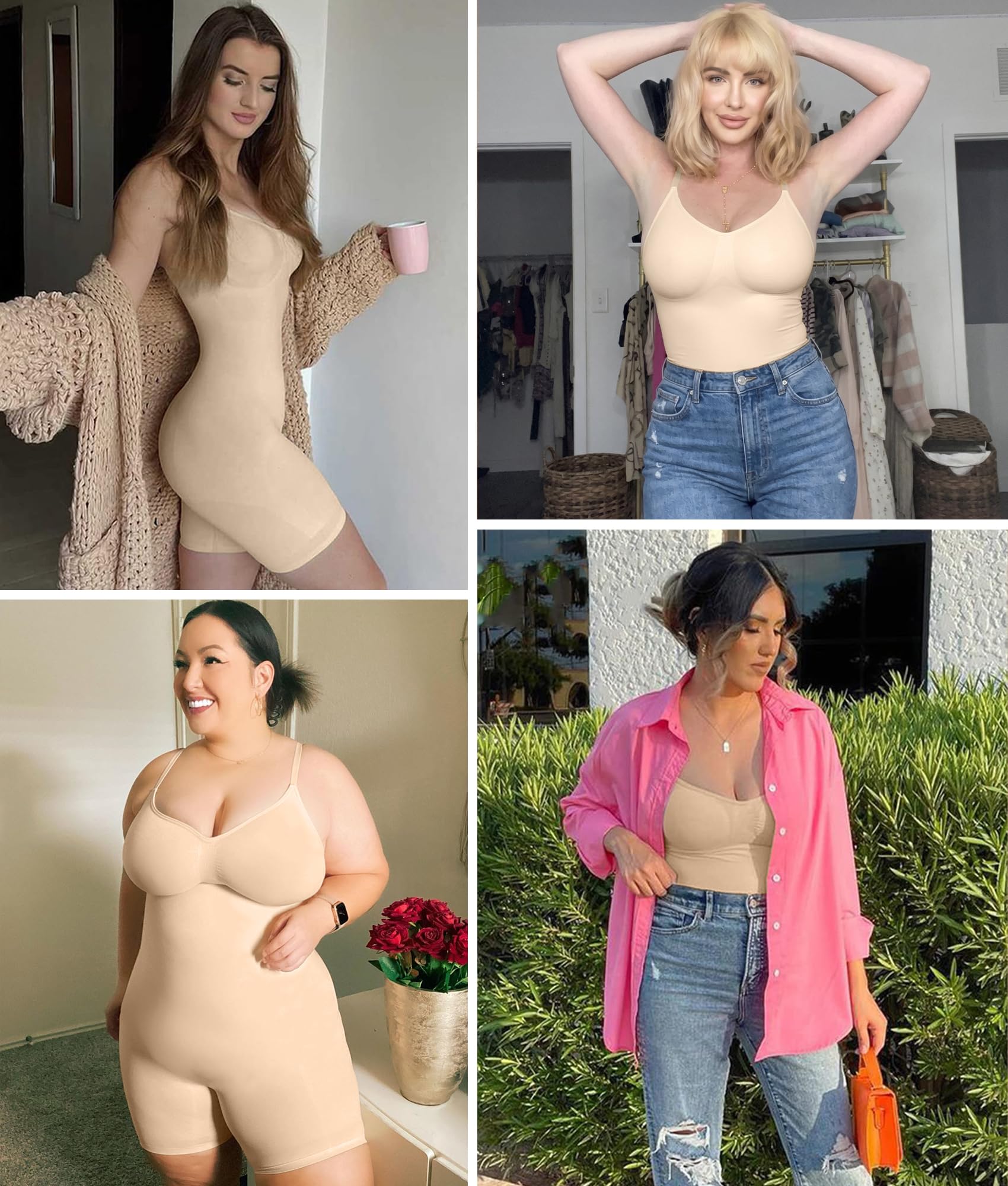 Women Tummy Control Bodysuit Mid Thigh Body Shaper Shorts for a Lifted Look