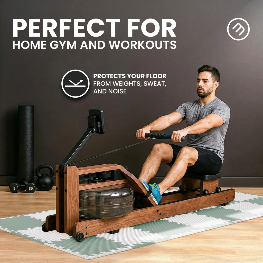 Gym Mats Set - 18 pcs EVA Interlocking Foam Floor Tiles  Protective Gym Flooring