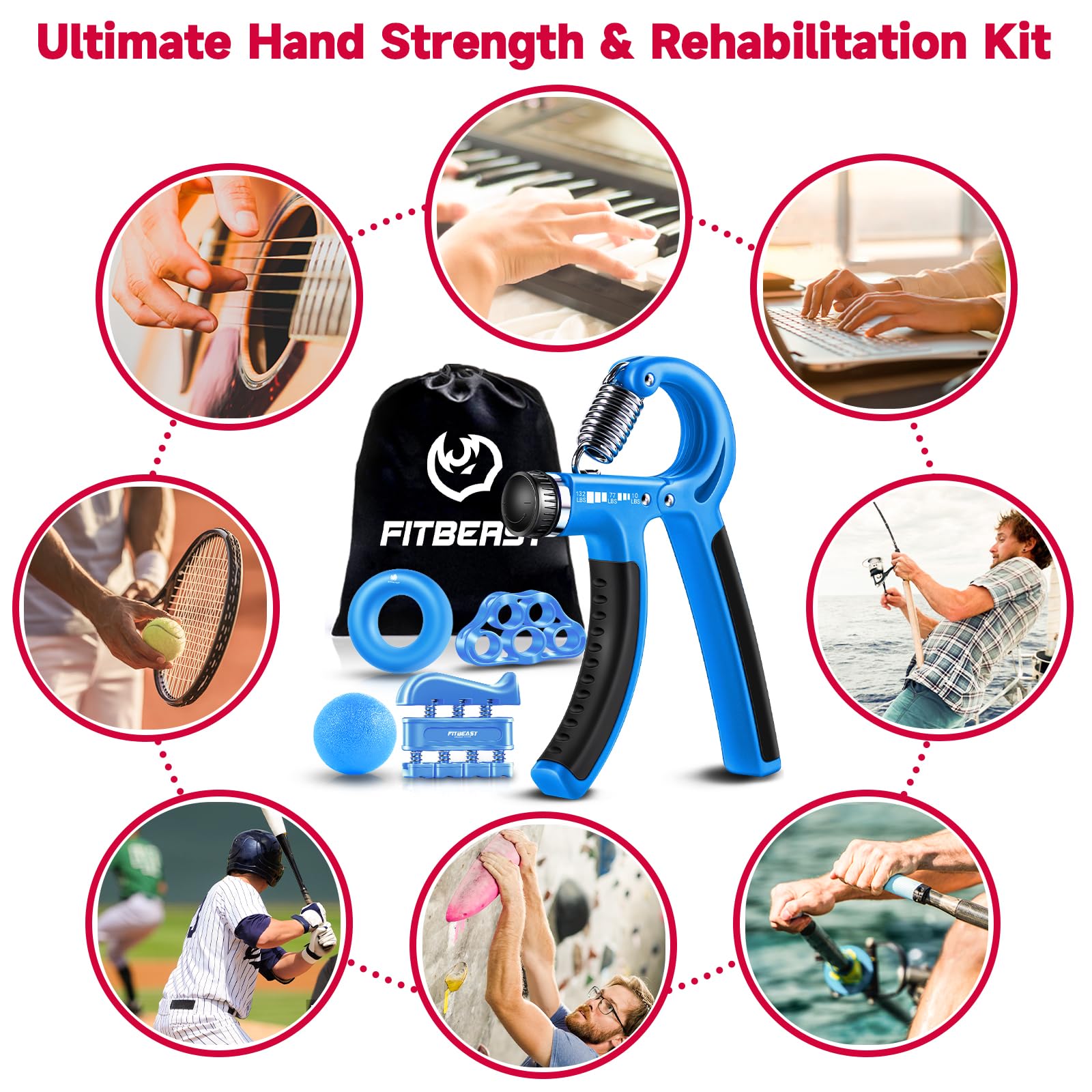 Grip Strengthener Forearm Strengthener Hand Grips Strengthener Kit - 5 Pack Adjustable Resistance