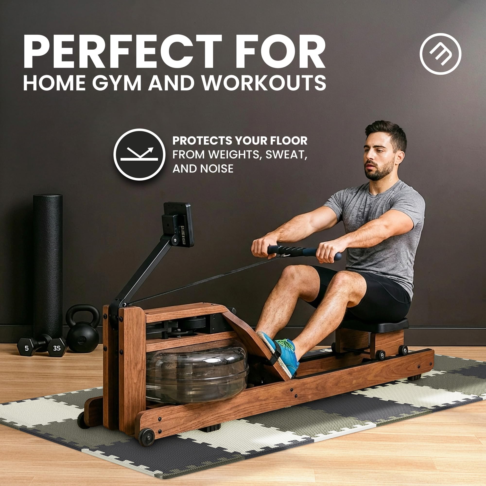 Gym Mats Set - 18 pcs EVA Interlocking Foam Floor Tiles  Protective Gym Flooring