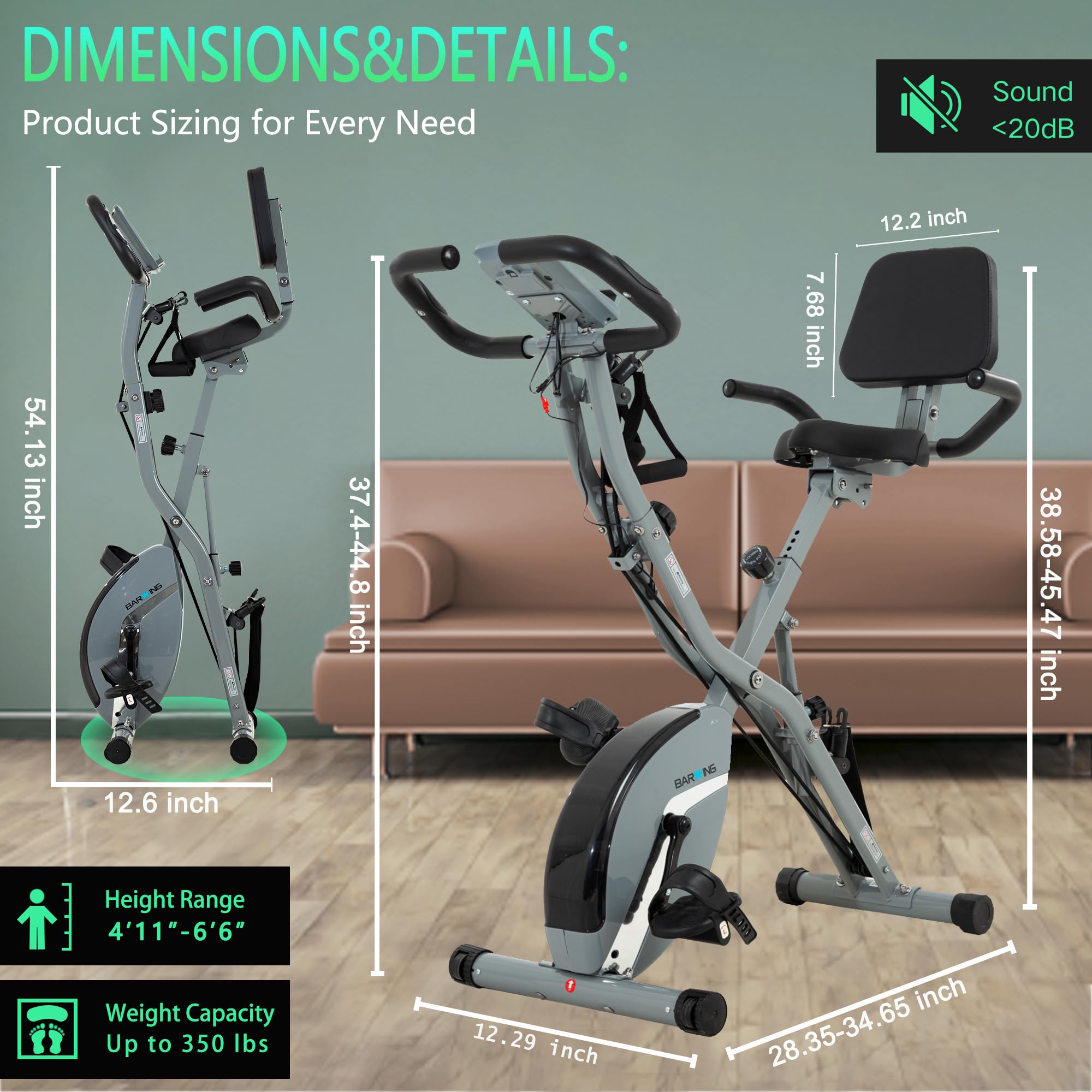 Stationary Exercise Bike for Home Workout, 5 IN 1 Foldable Indoor Cycling Bike