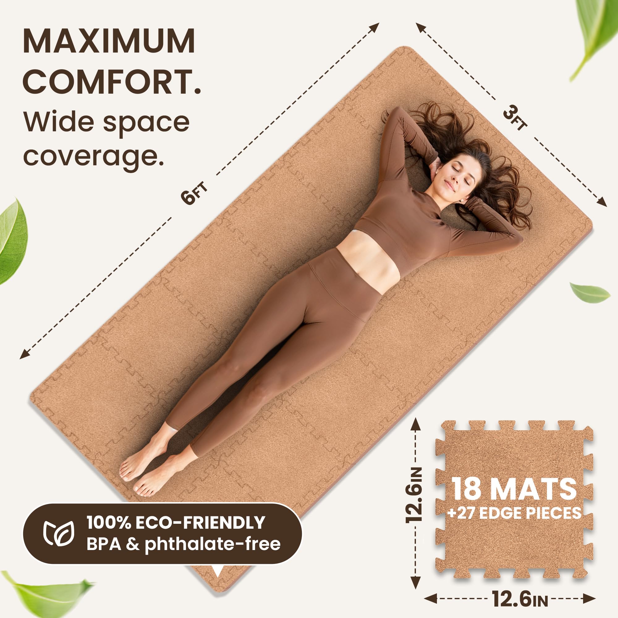 Gym Mats Set - 18 pcs EVA Interlocking Foam Floor Tiles  Protective Gym Flooring