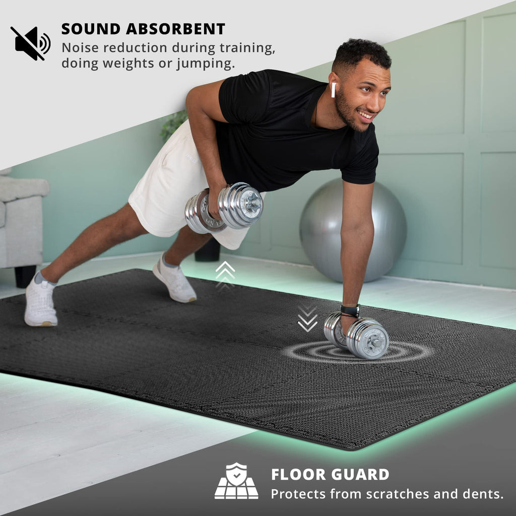 Gym Mats Set - 18 pcs EVA Interlocking Foam Floor Tiles  Protective Gym Flooring