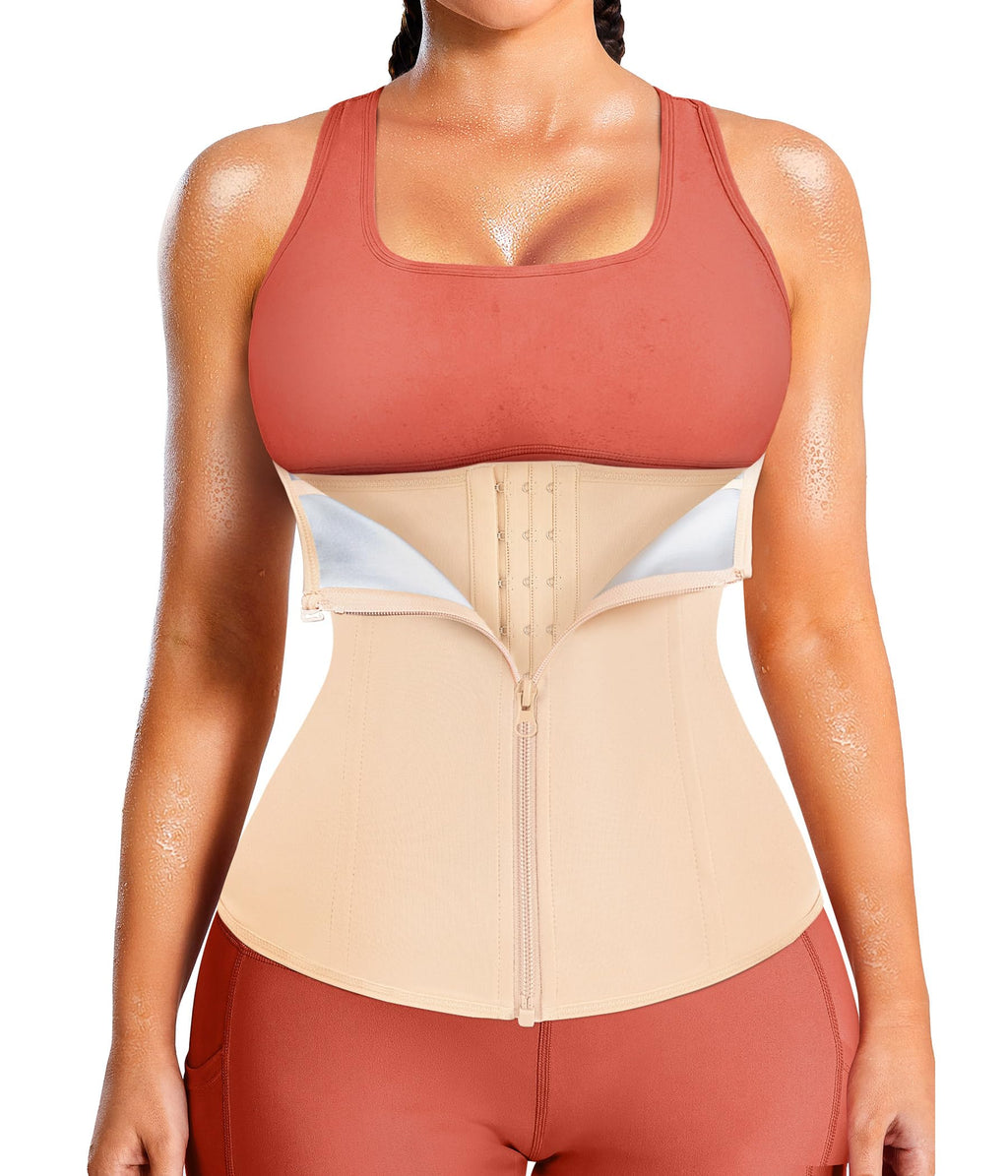 Womens Waist Trainer Corset with Zipper Sweat Waist Trimmer for Women